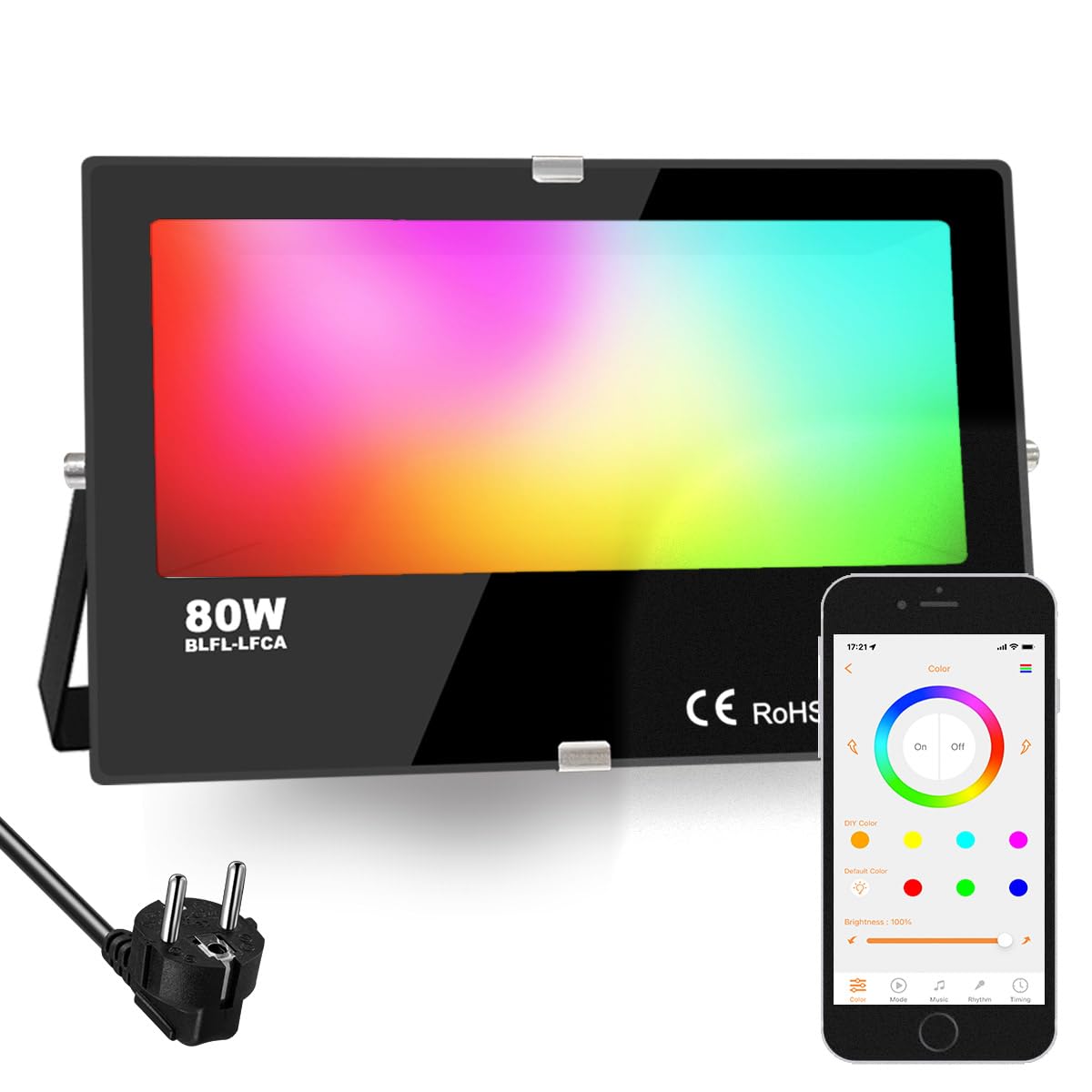 iLC Faretto LED Esterno 80W RGBW 8000 Lumen