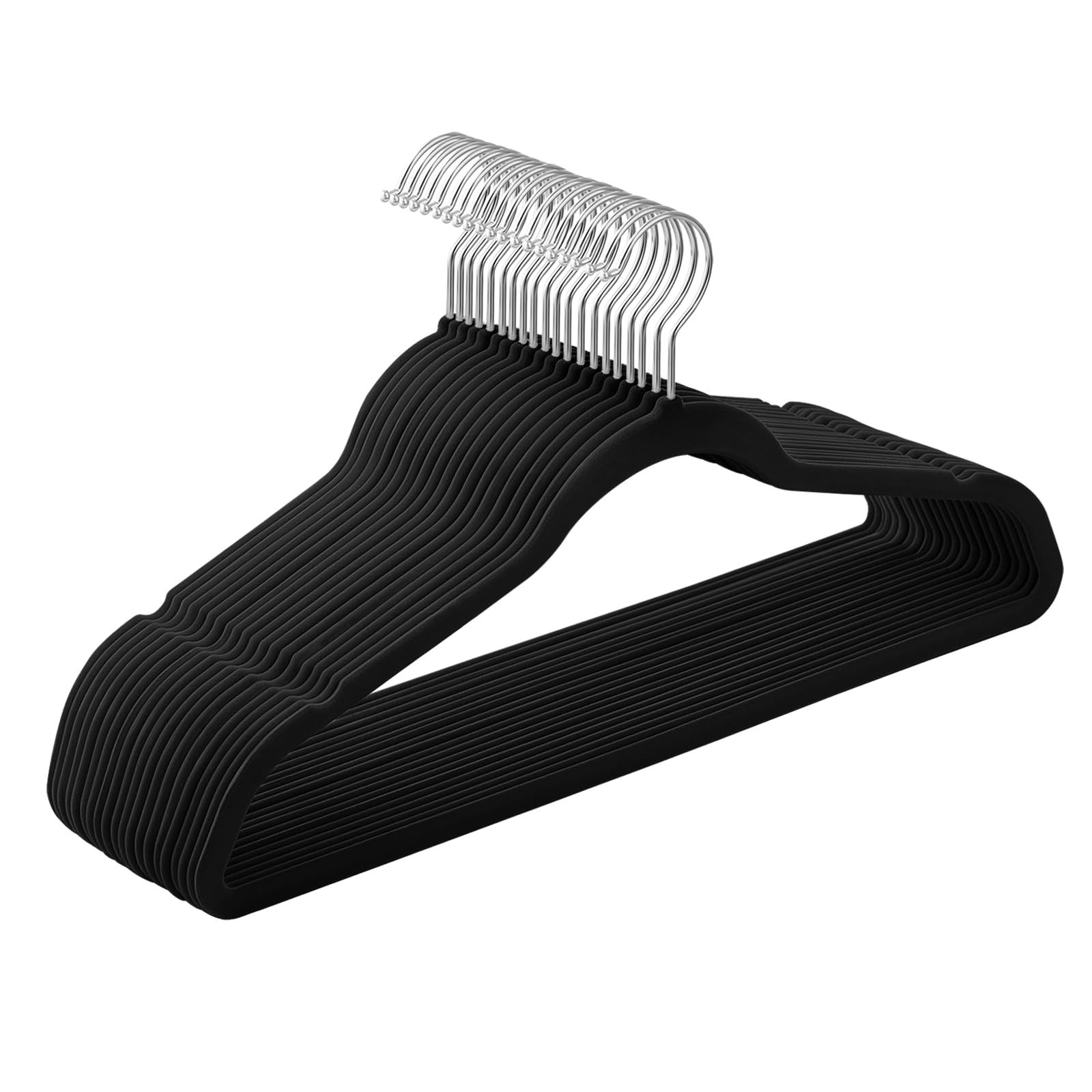 Songmics 20 Grucce Appendiabiti in Velluto, Nero Inchiostro