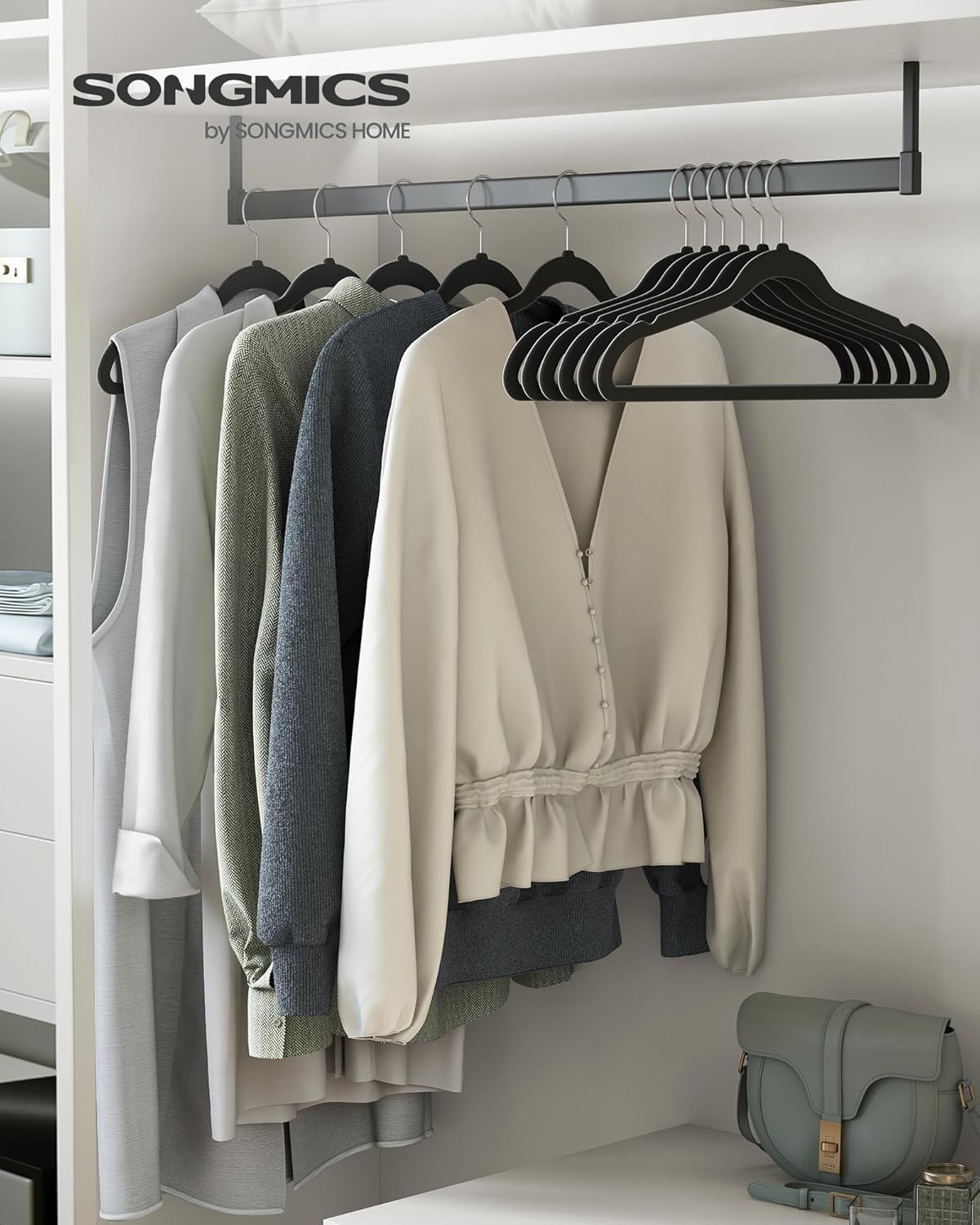 Songmics 20 Grucce Appendiabiti in Velluto, Nero Inchiostro - immagine 2