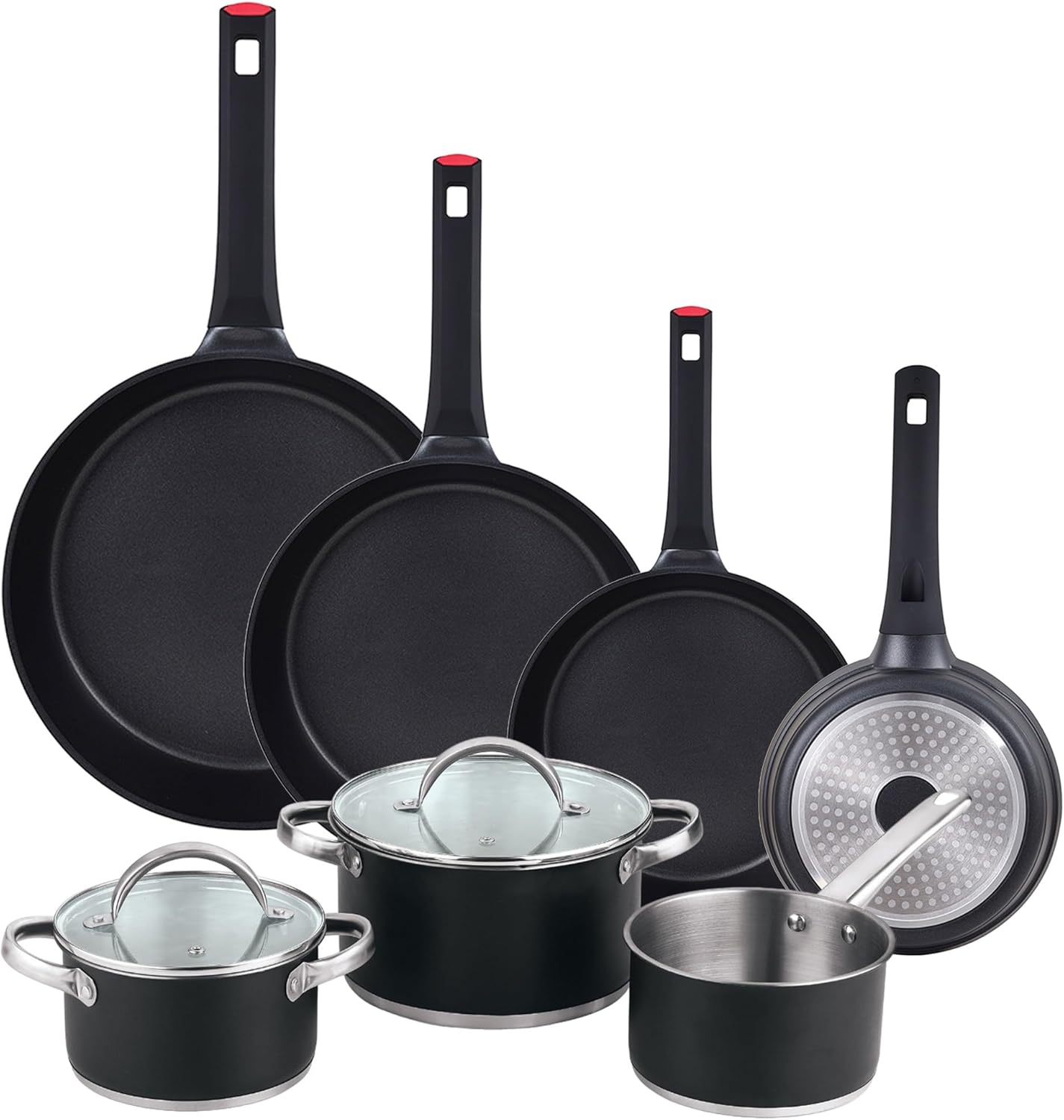 San Ignacio Batteria Cucina 5pz + Set Padelle 3pz, Alluminio
