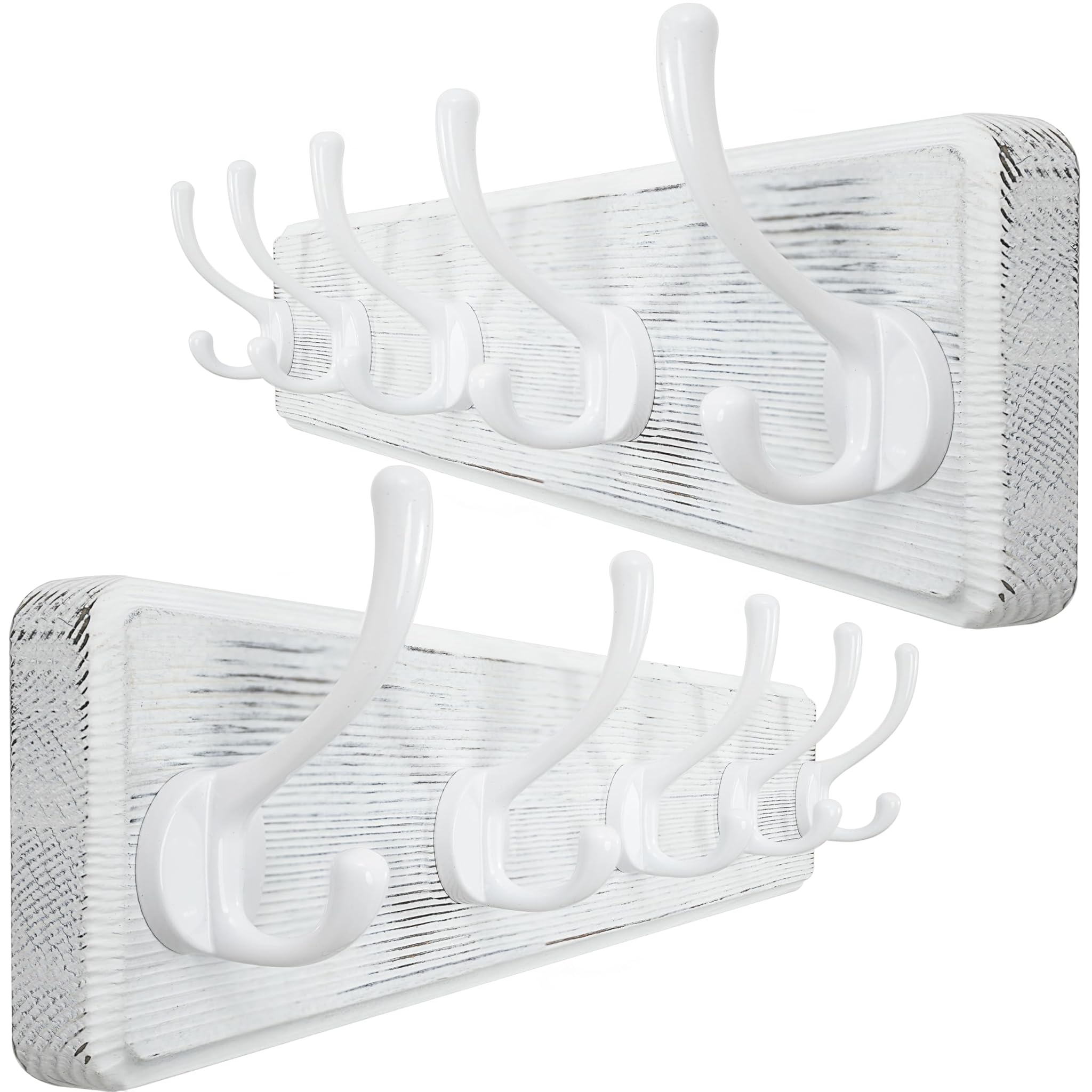 Webi Appendiabiti da Parete con 5 Ganci - 2 Pezzi, Bianca