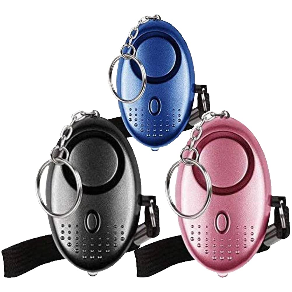 Emergenza Allarme personale Qoosea Scream Safesound Allarme 140dB LED Torcia elettrica per bambini/donne/Anziani/Studente Protezione autodifesa protetta (Nero + blu + rosa)