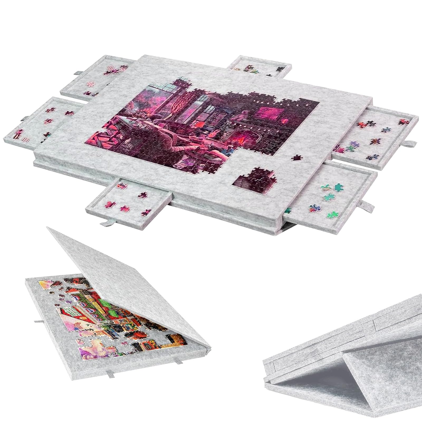 Puzzle Pieghevole 1000 Pezzi con 6 Cassetti