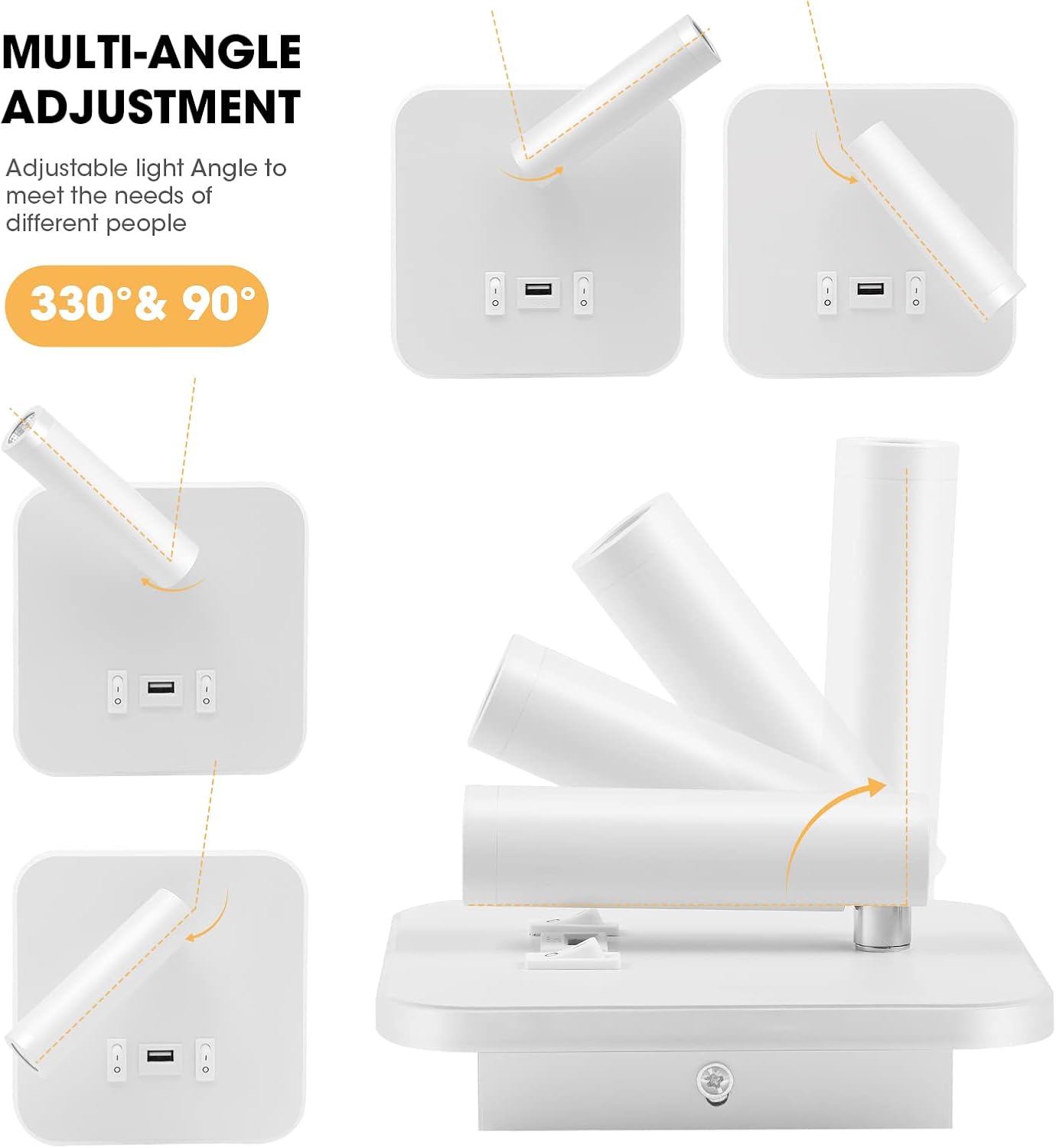 Lampada da Parete LED 12W con USB e Interruttore - immagine 2