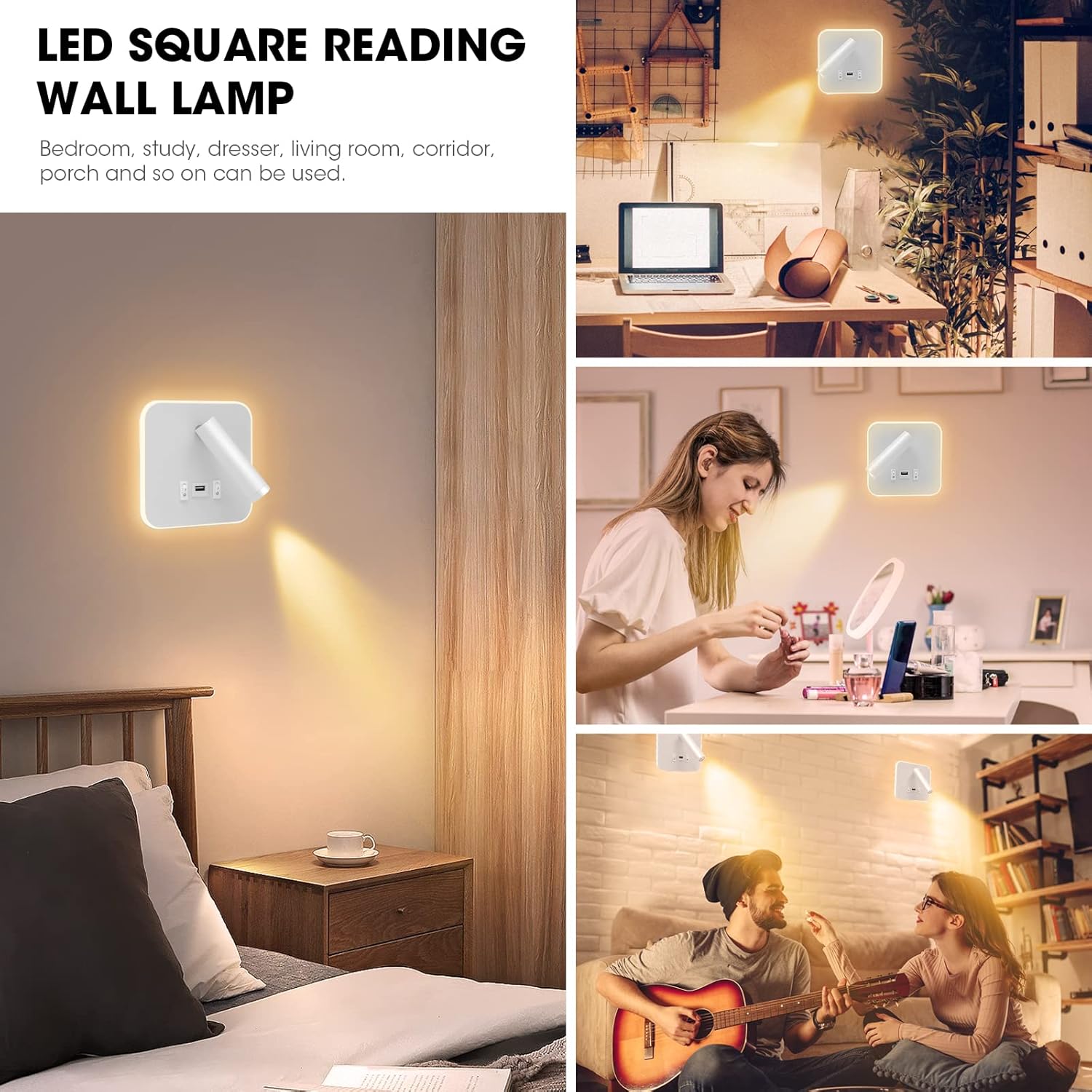 Lampada da Parete LED 12W con USB e Interruttore - immagine 7