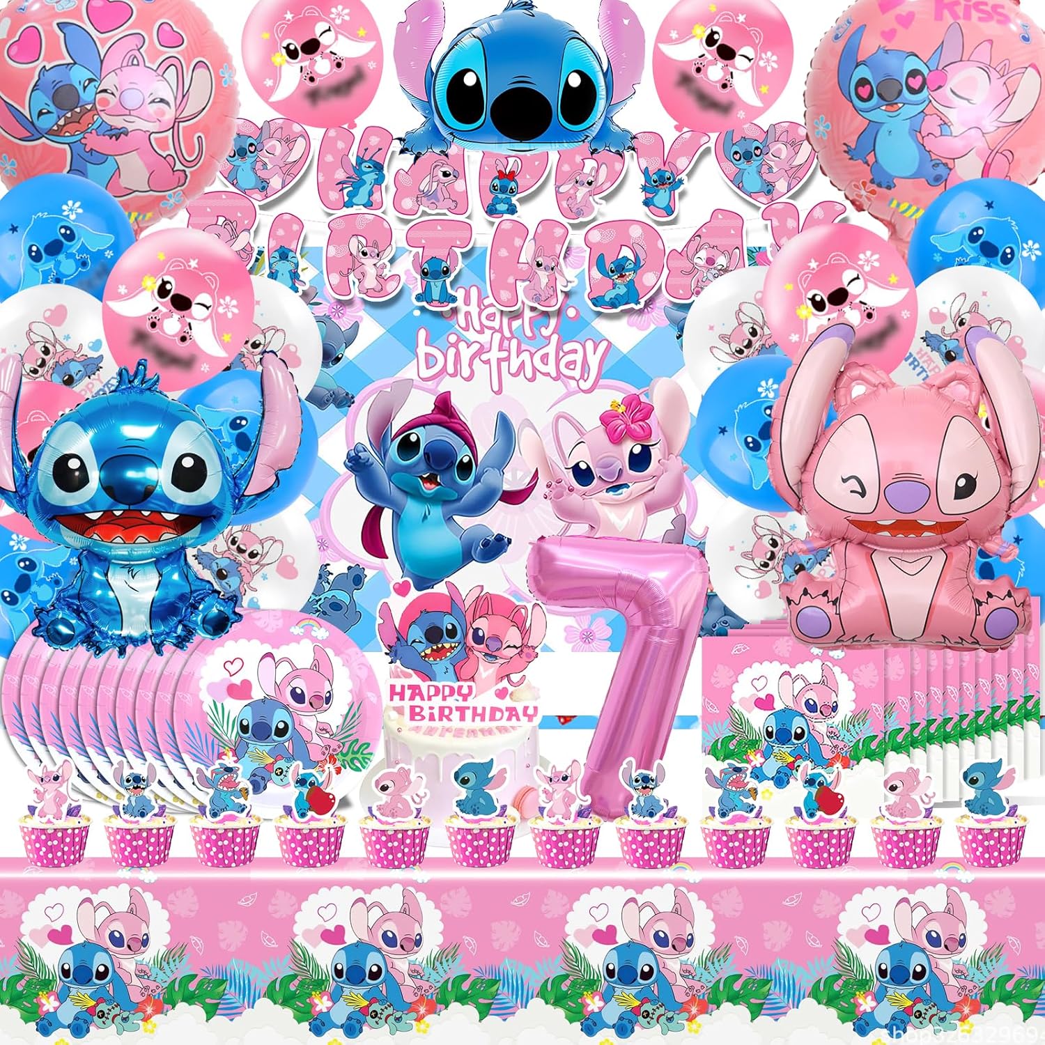 Set Compleanno Stitc Bambina 7 Anni - immagine 1