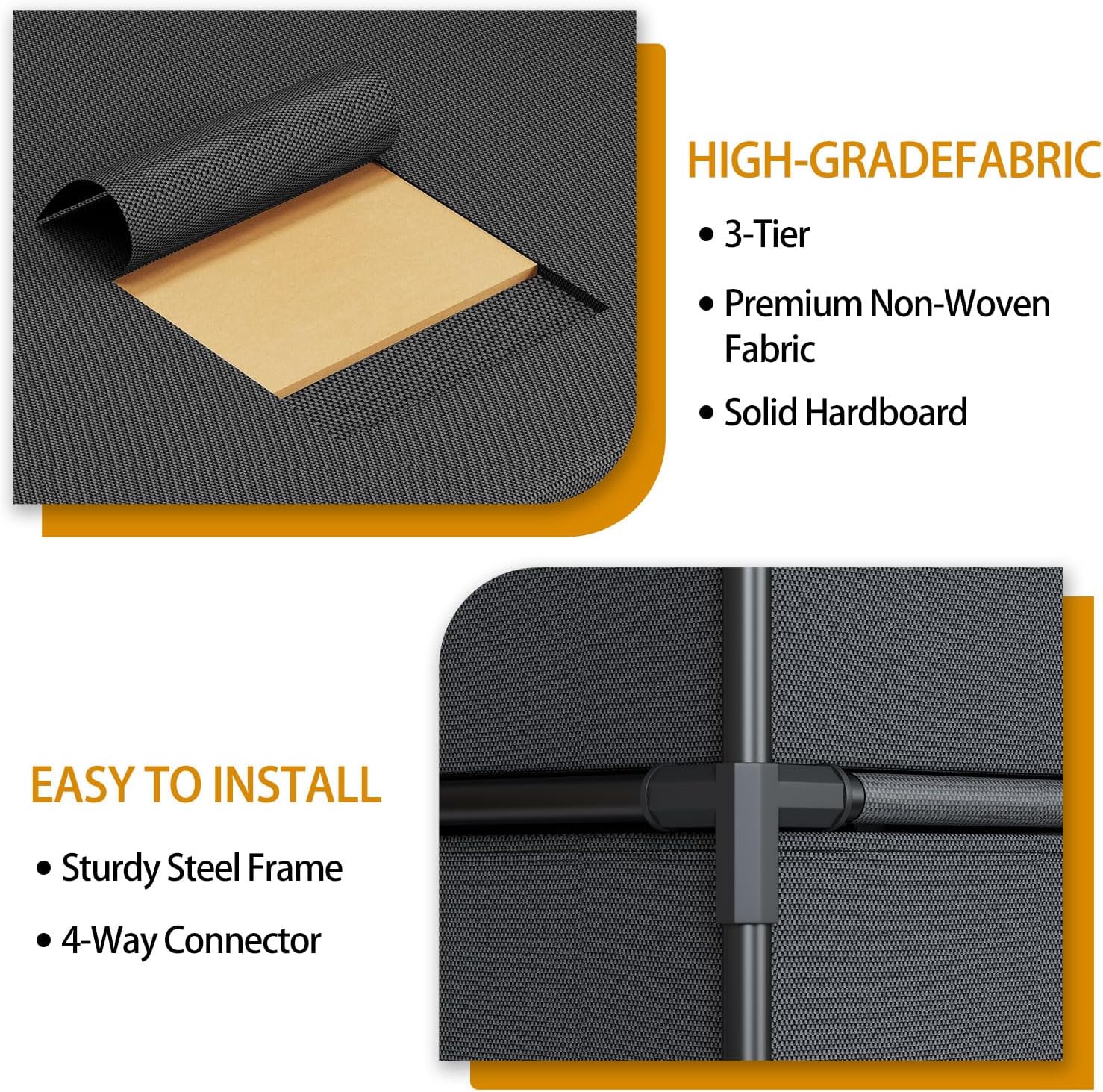 Wangirl Cassettiera in Tessuto 4 Cassetti, Nero - immagine 6