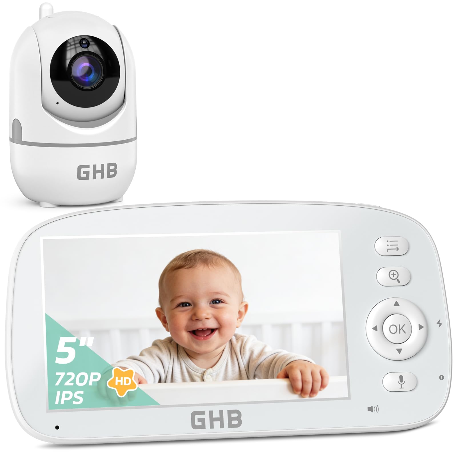 Ghb Baby Monitor Video e Audio 5'' 720P