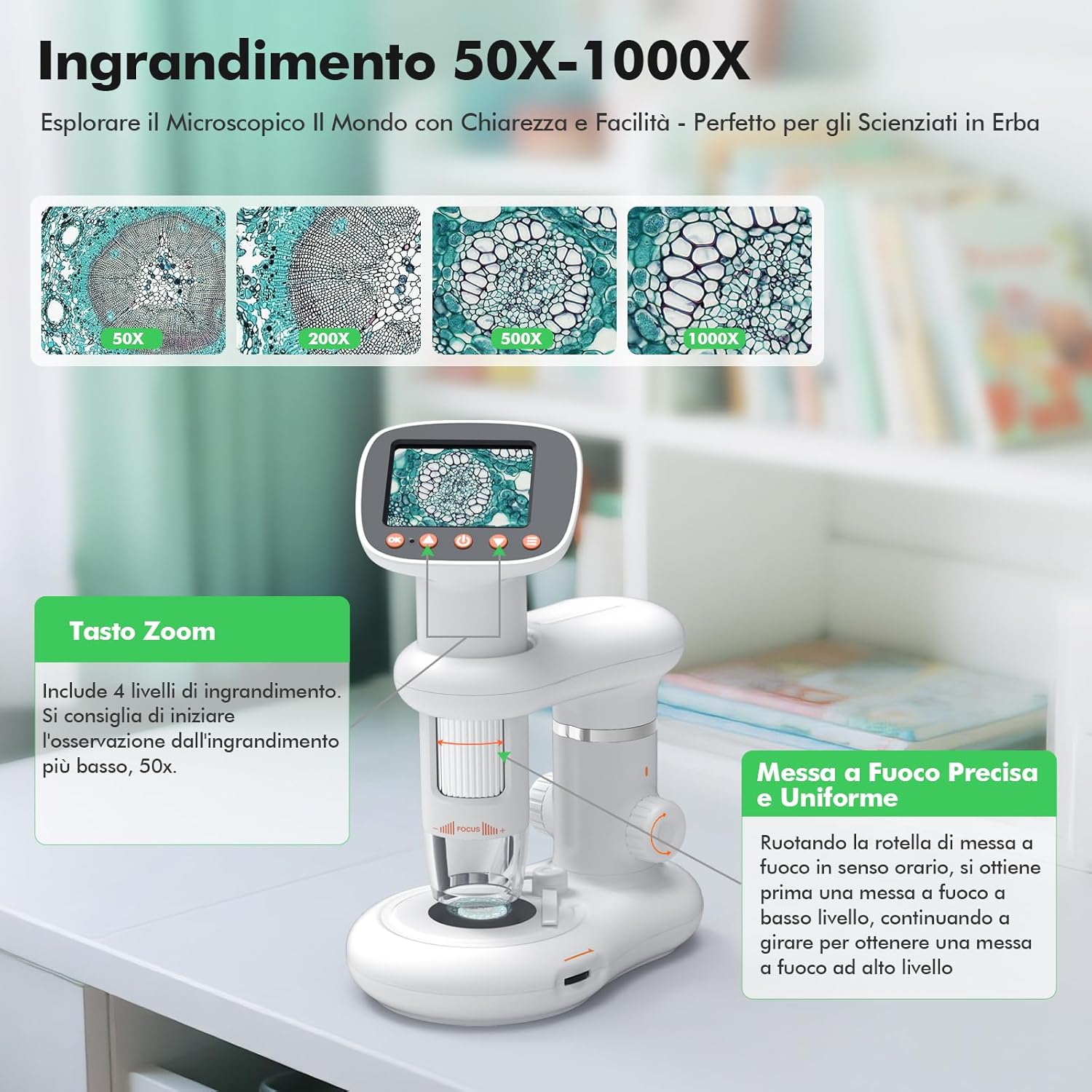 HOMEASY Microscopio Digitale per Bambini con HD Display - immagine 4