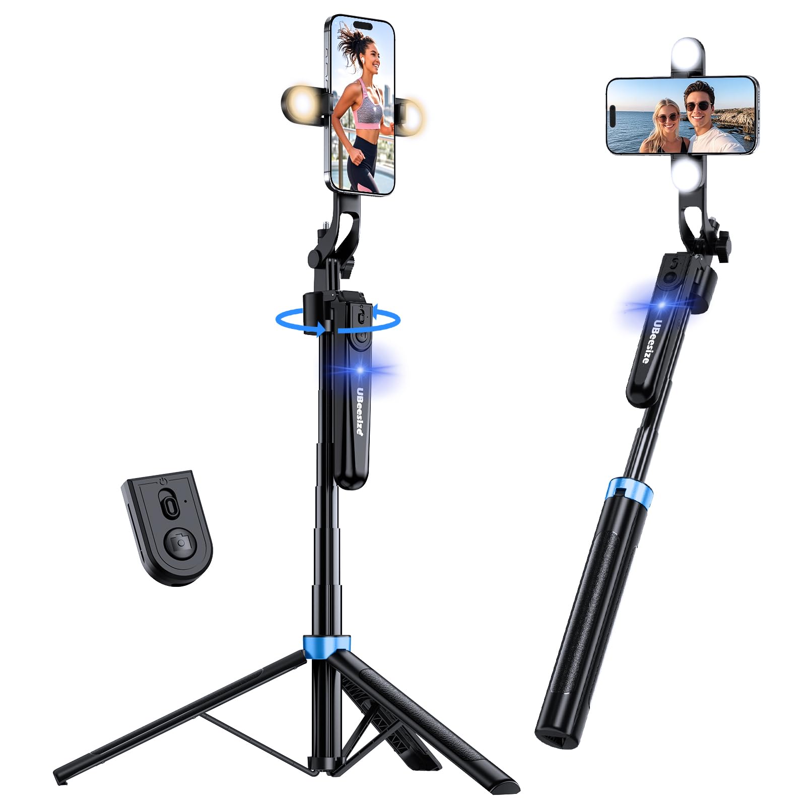 Ubeesize Gimbal Cellulare 360° con Selfie Stick Treppiede