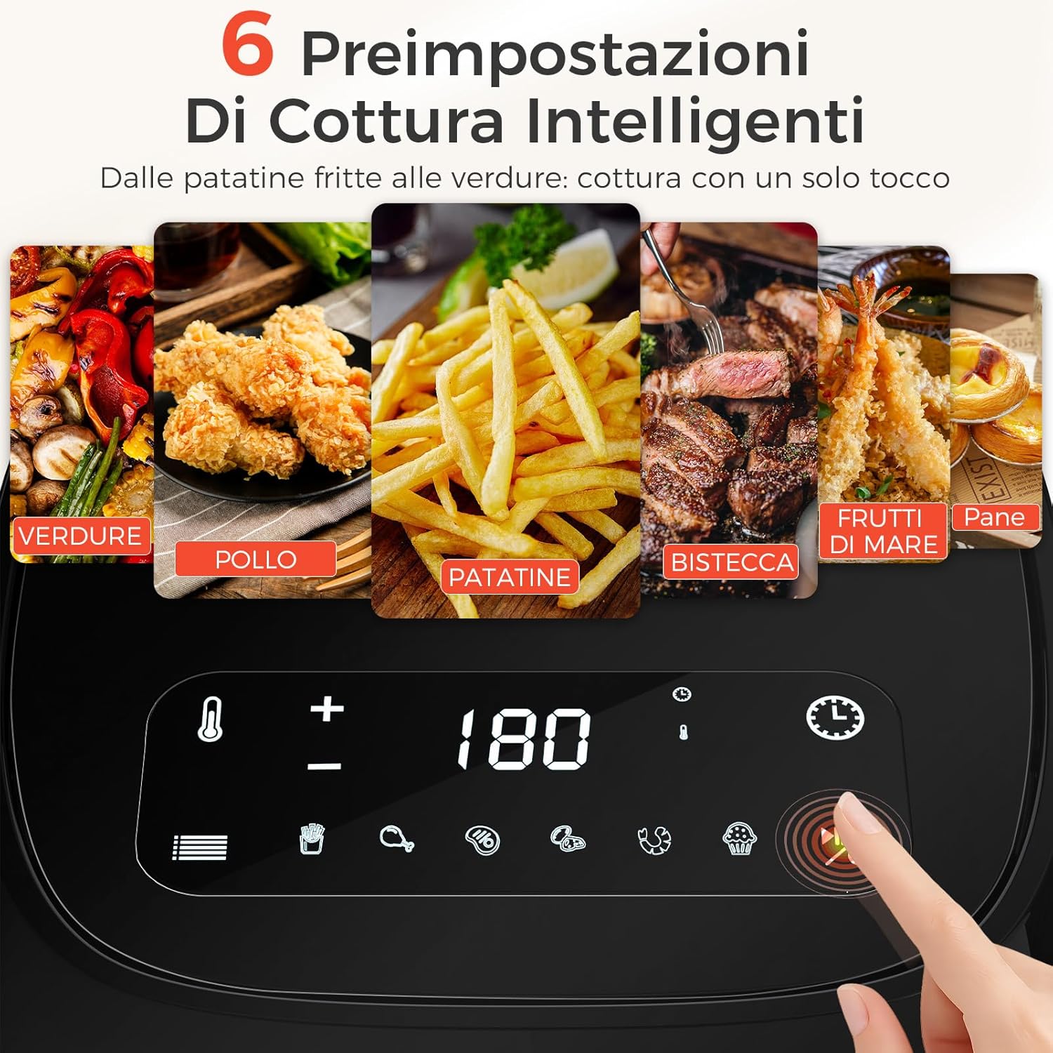 YASHE Friggitrice ad Aria 4.2L con Touch Screen LED - immagine 2