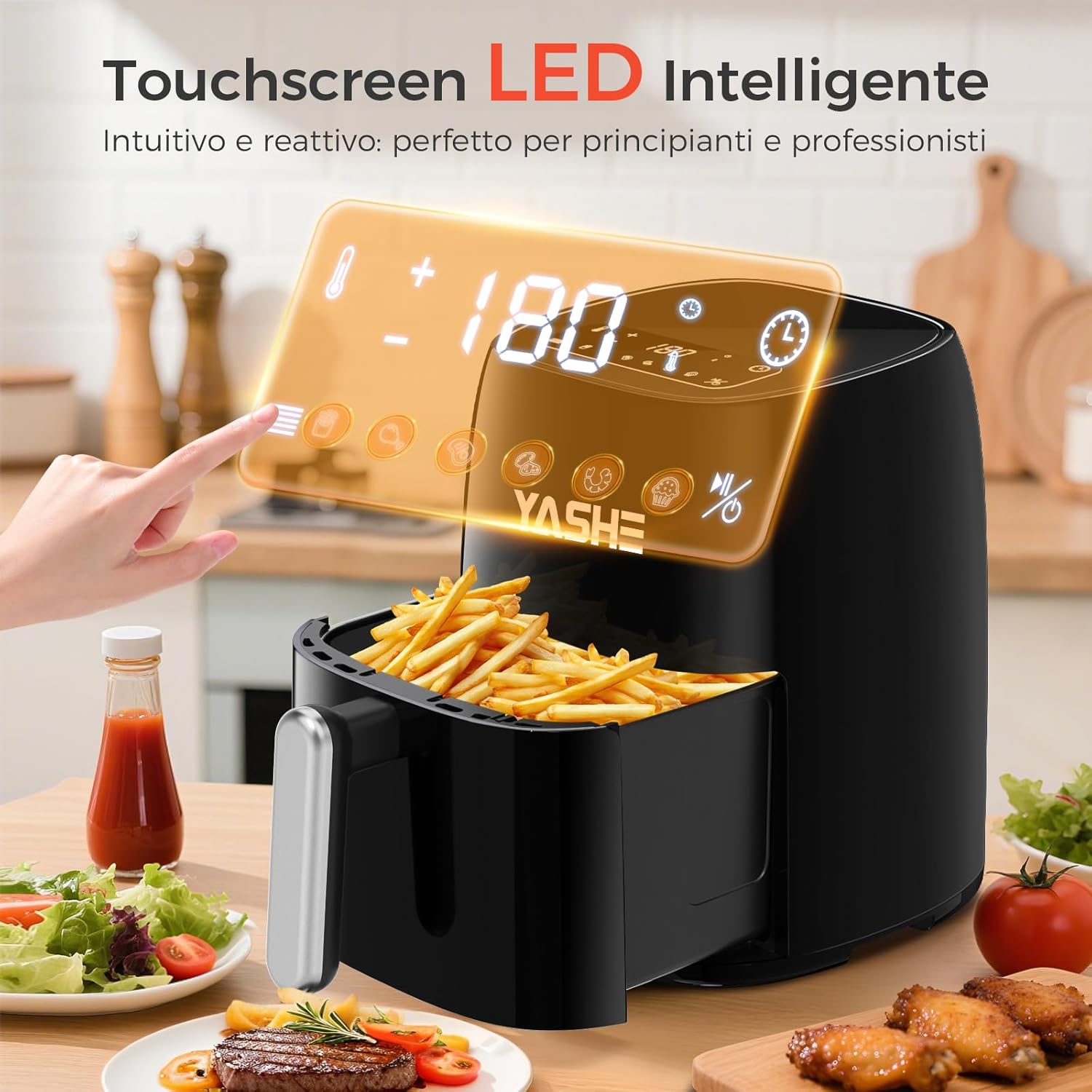 YASHE Friggitrice ad Aria 4.2L con Touch Screen LED - immagine 5