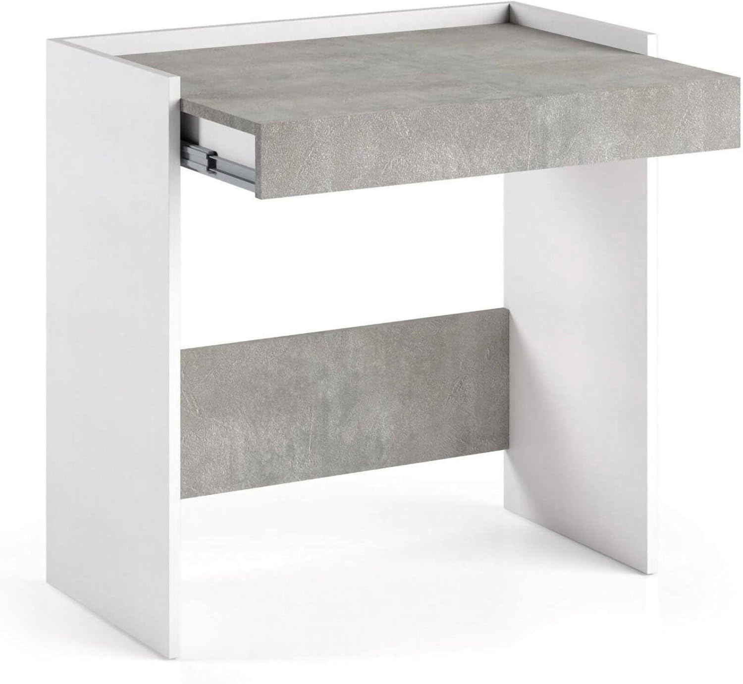 Dmora Scrivania Clematide 80x40h79cm, Bianco e Cemento - immagine 2