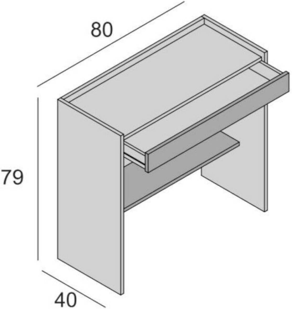 Dmora Scrivania Clematide 80x40h79cm, Bianco e Cemento - immagine 3