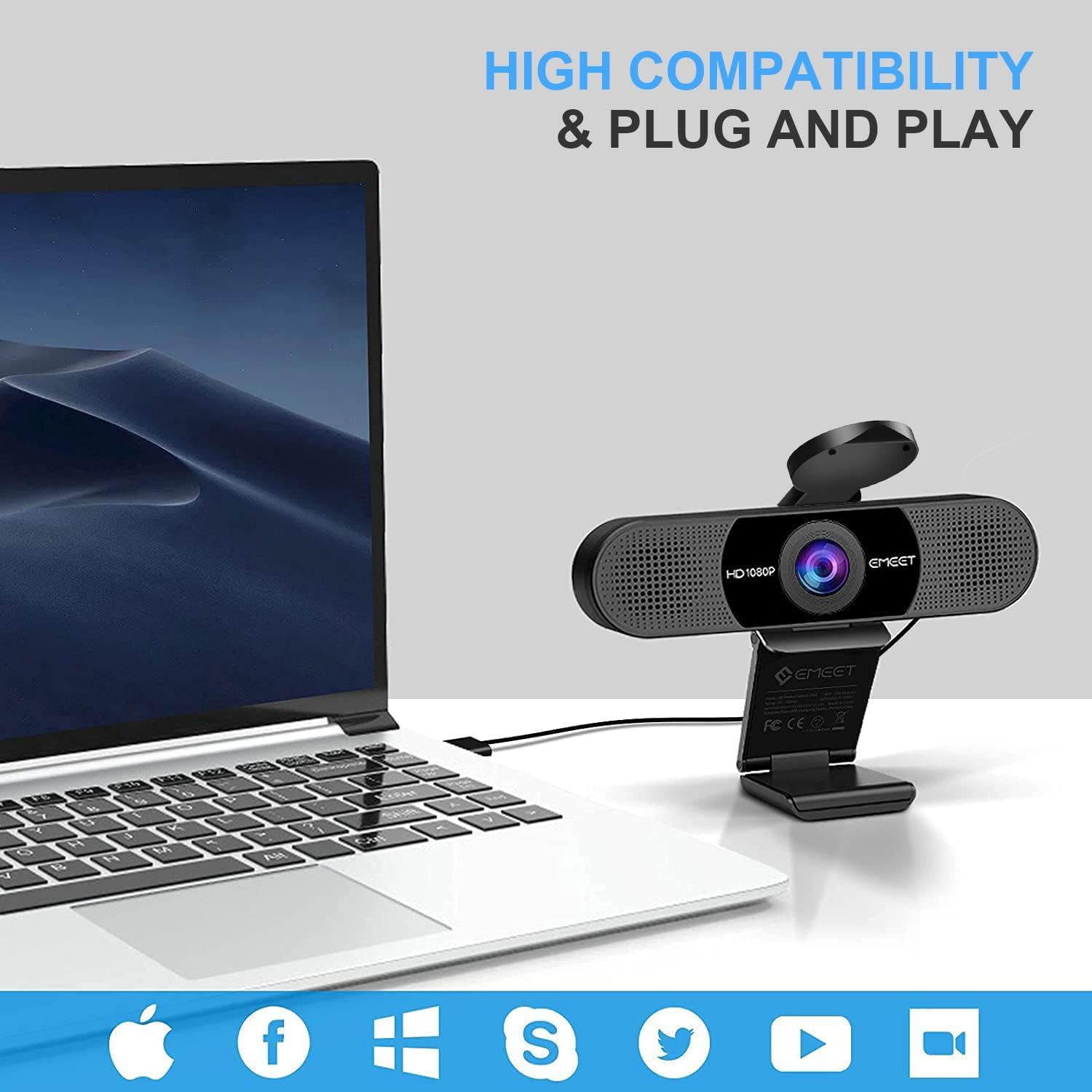 Emeet Webcam C960 con Treppiede e Microfono - immagine 7