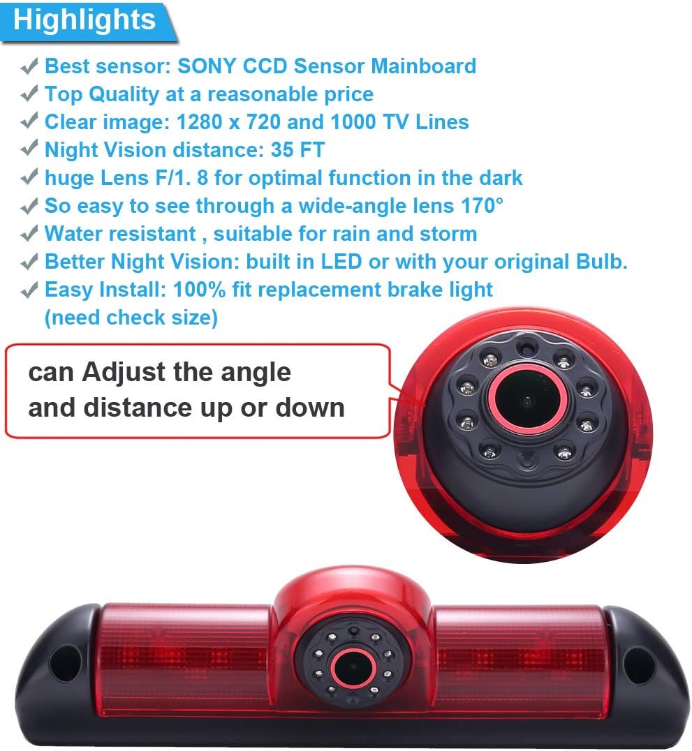 Telecamera Auto Posteriore HD 1000TVL con Lente Rossa - immagine 4