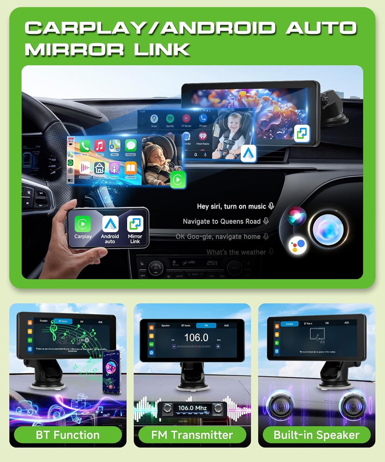 Telecamera Auto Bambini 6.86" HD 720P con Schermo Diviso - immagine 3