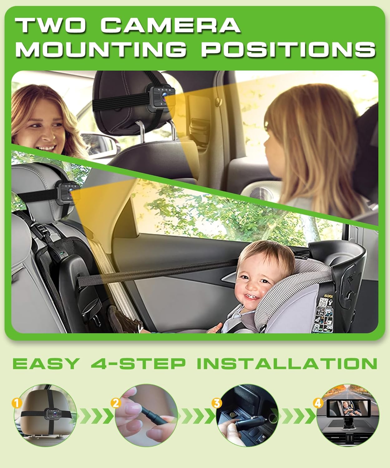 Telecamera Auto Bambini 6.86" HD 720P con Schermo Diviso - immagine 5