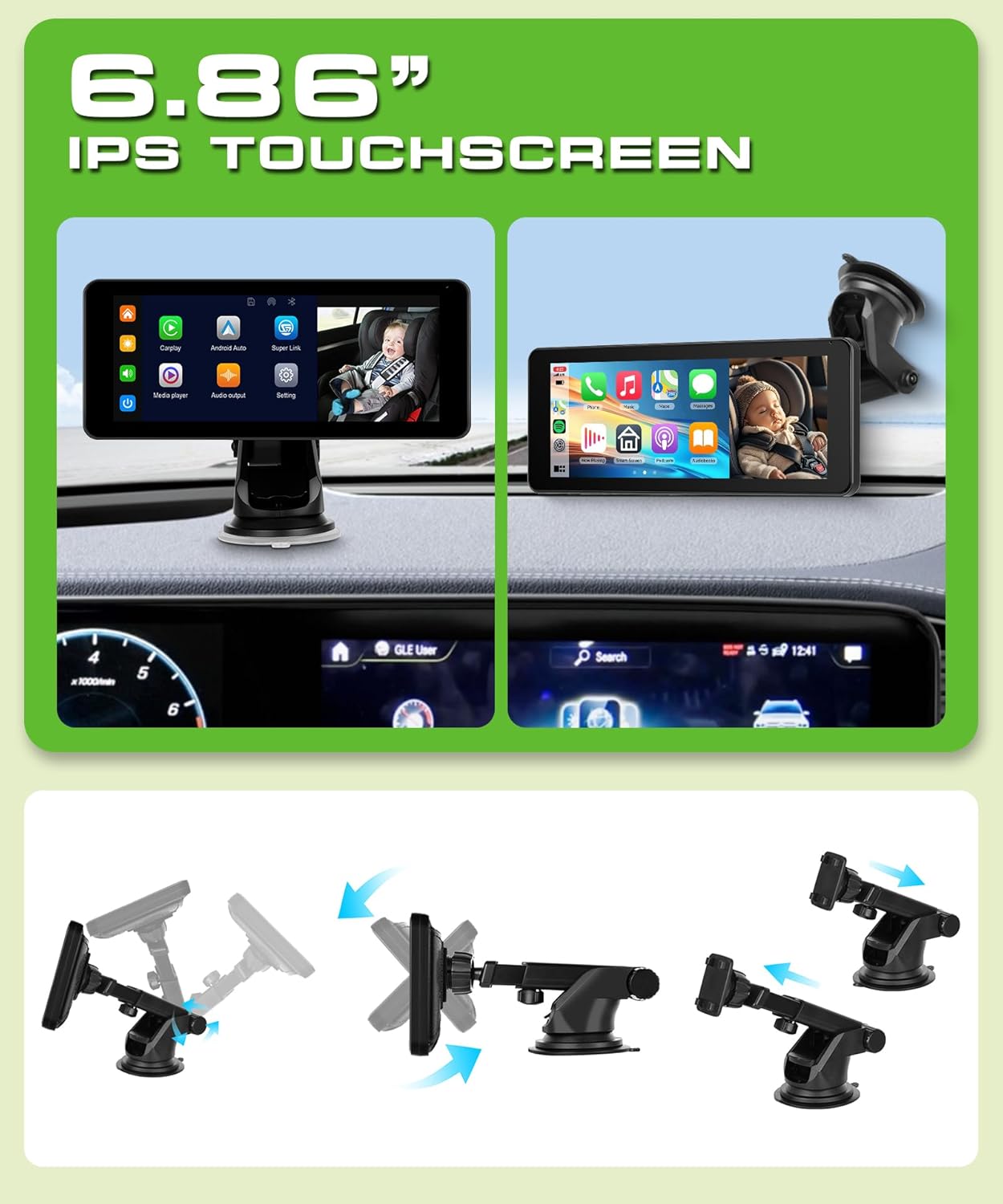 Telecamera Auto Bambini 6.86" HD 720P con Schermo Diviso - immagine 7