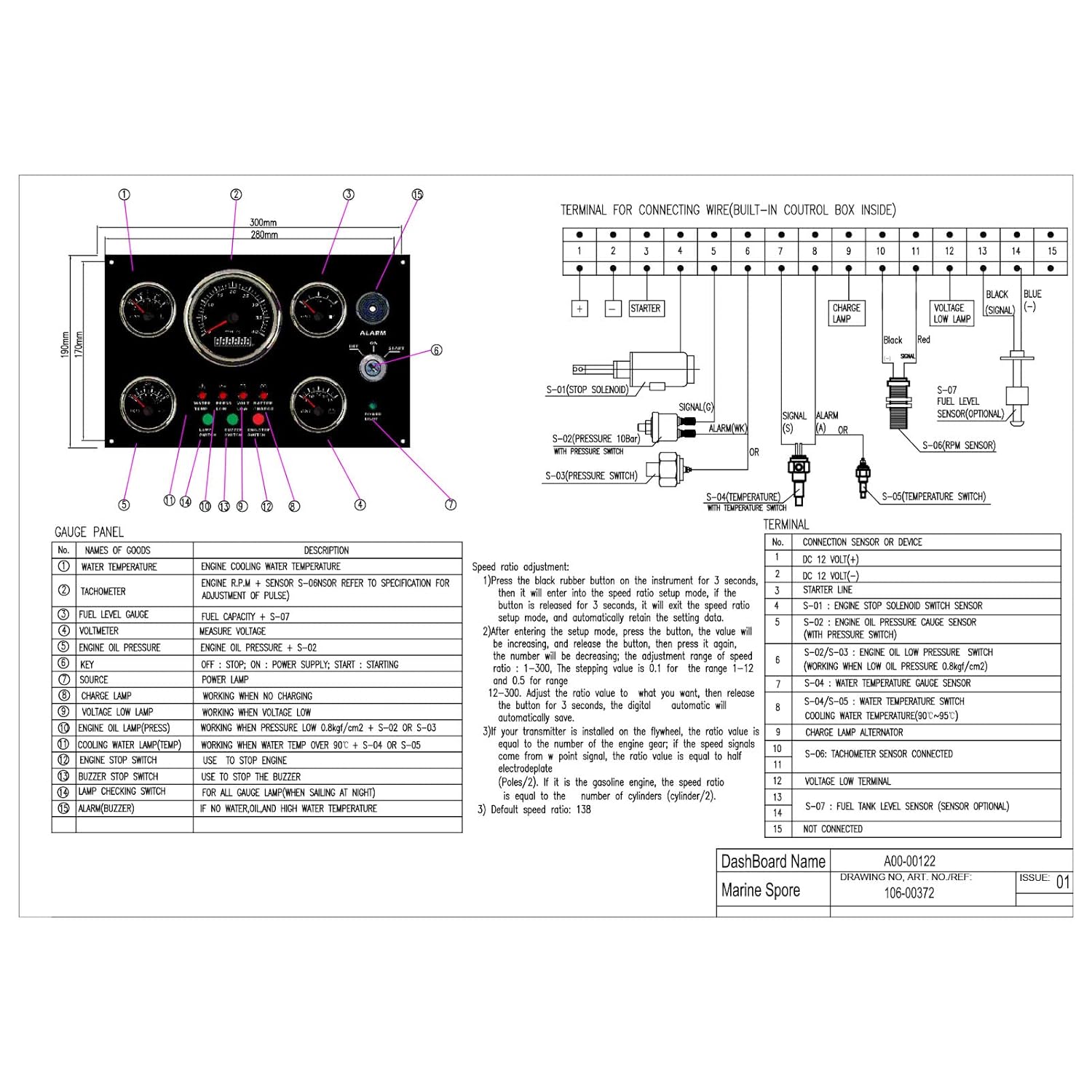 Quadro Strumenti Barca 5 Indicatori Cruscotto - immagine 8