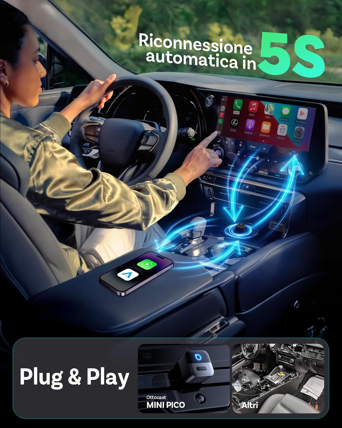 Ottocast Mini Pico 2026 - Adattatore Wireless 2 in 1 - immagine 5