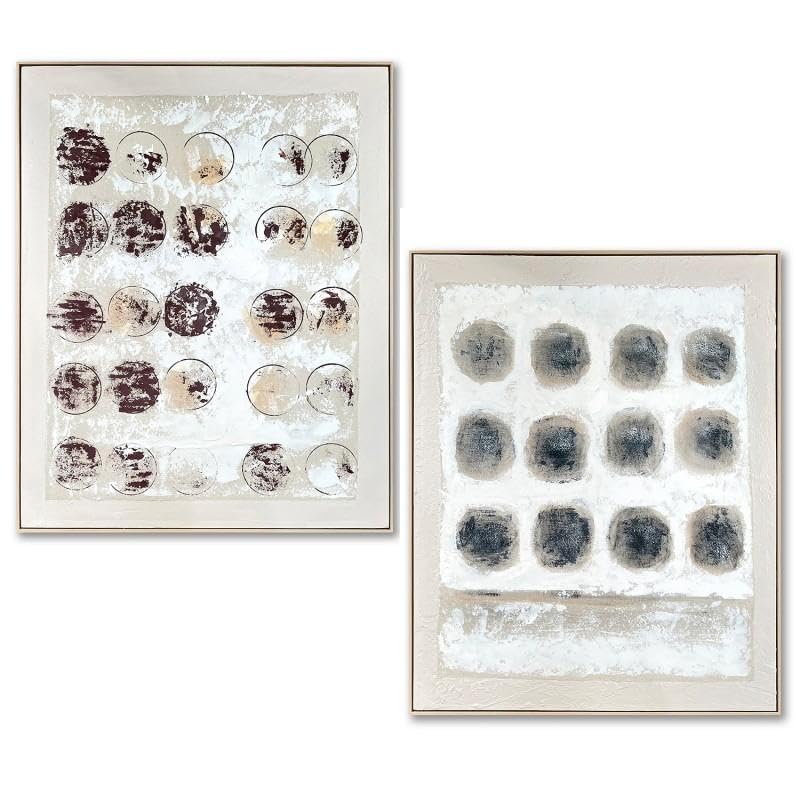 DRW Quadro su Tela Astratta con Cornice in Legno Naturale