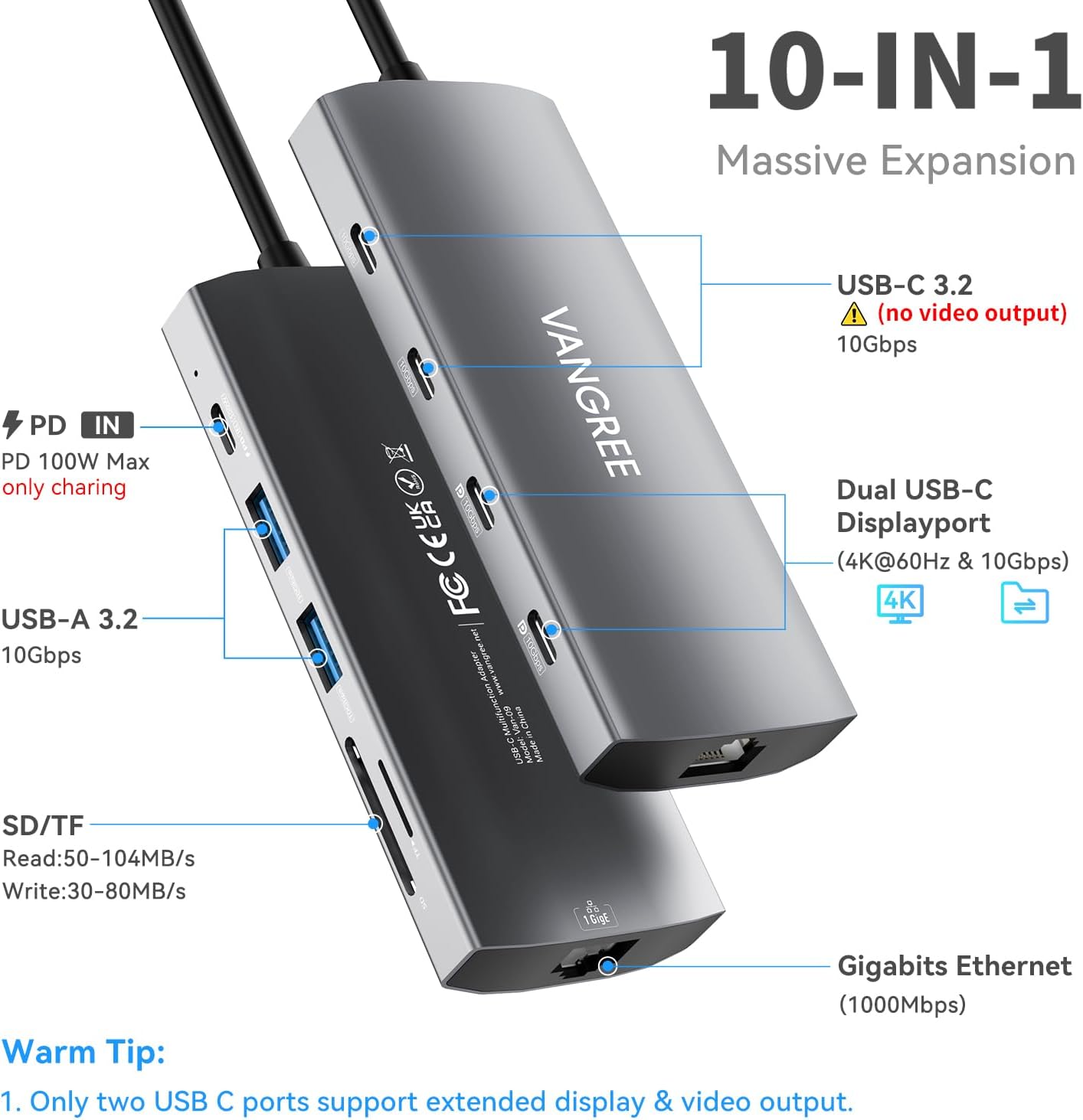 Hub USB-C con Doppia DisplayPort 4K e PD 100W - immagine 2