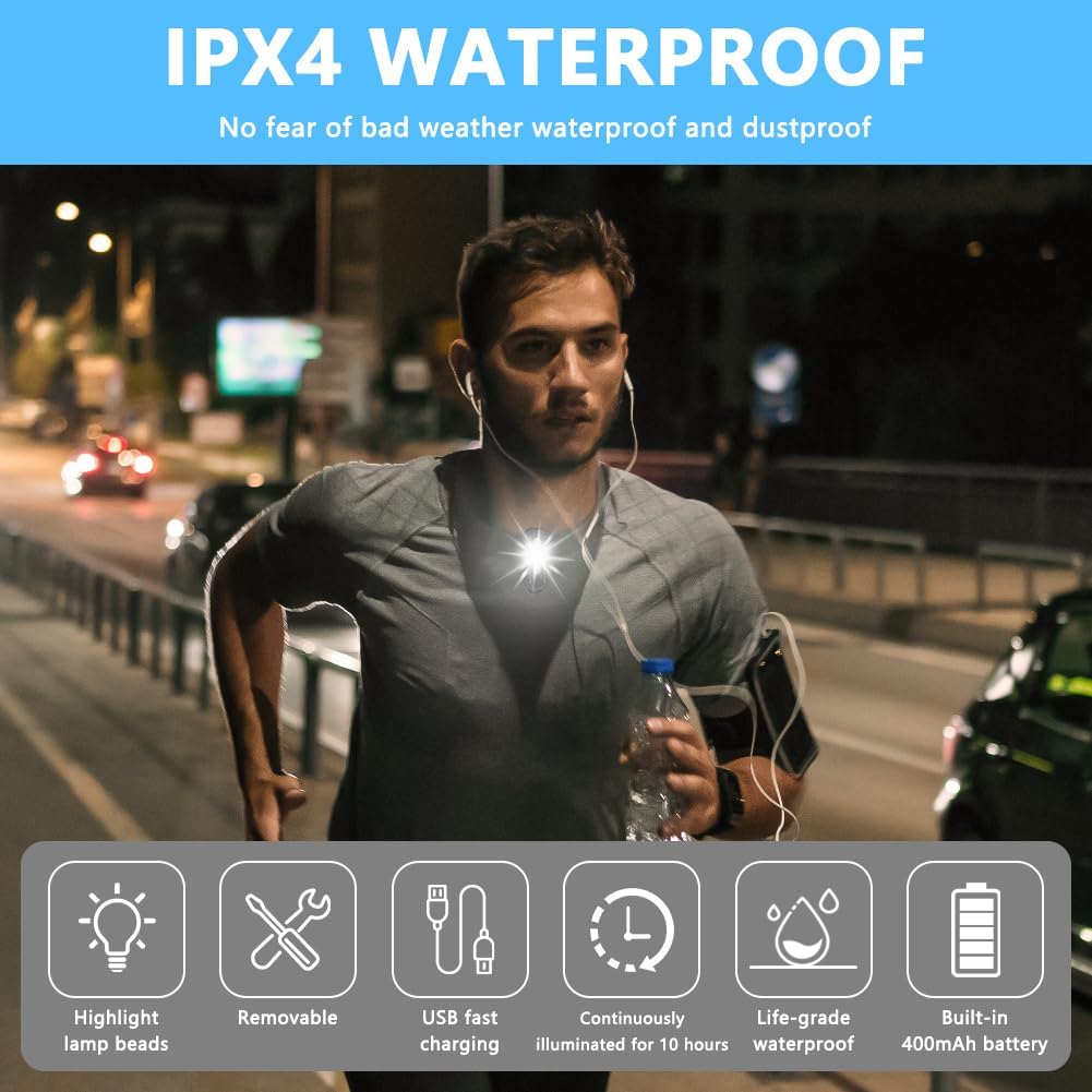 Lampada Frontale LED Ricaricabile USB con Clip - immagine 3