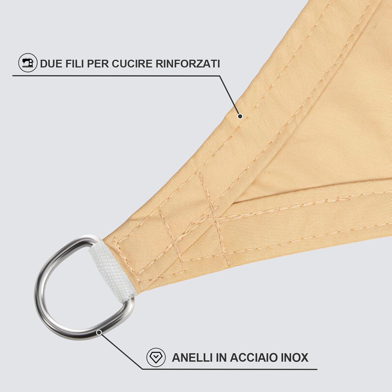Sunnylaxx Tenda a Vela Rettangolare 4x6m Sabbia - immagine 3