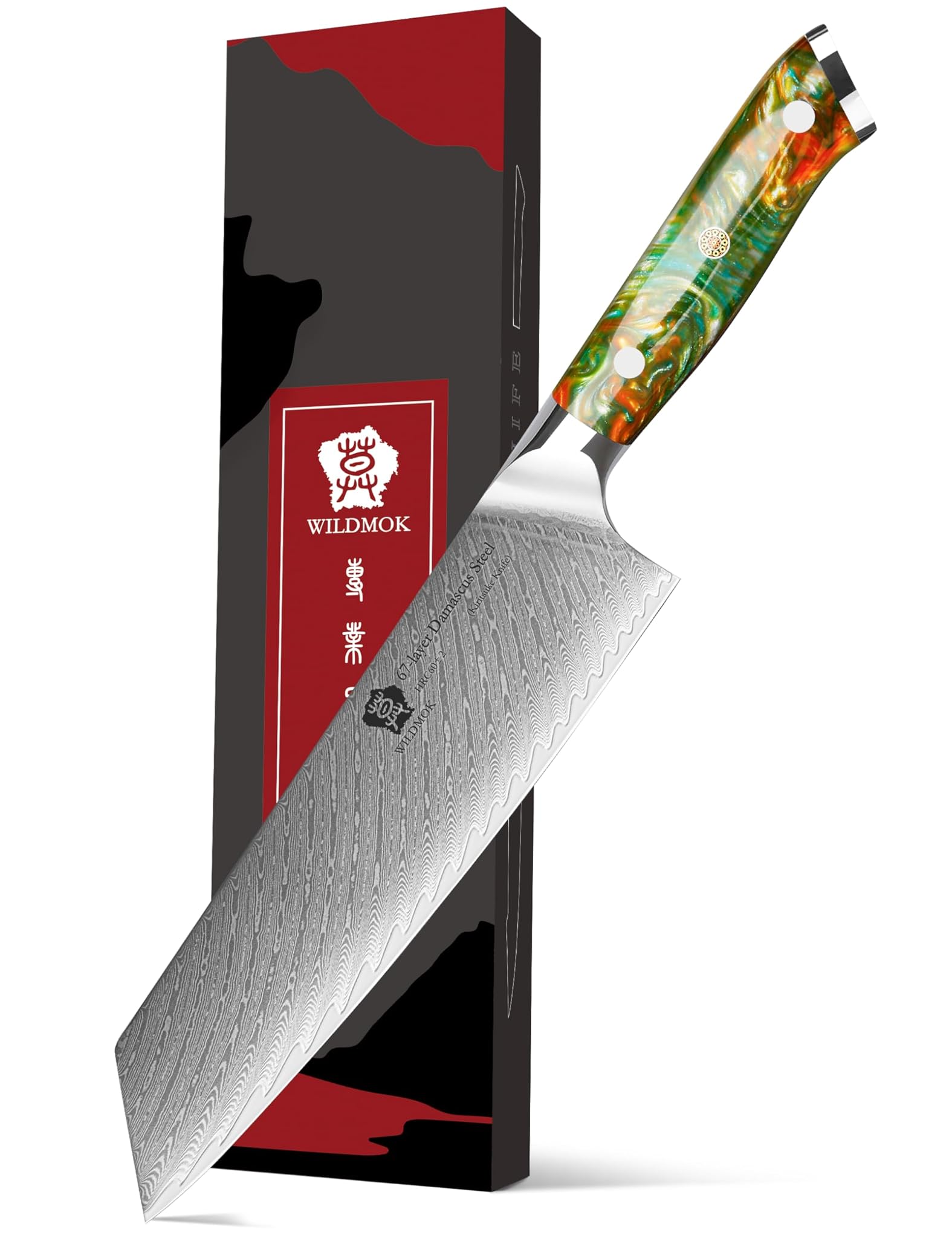 Wildmok Coltello Kiritsuke Damasco Giapponese 21cm