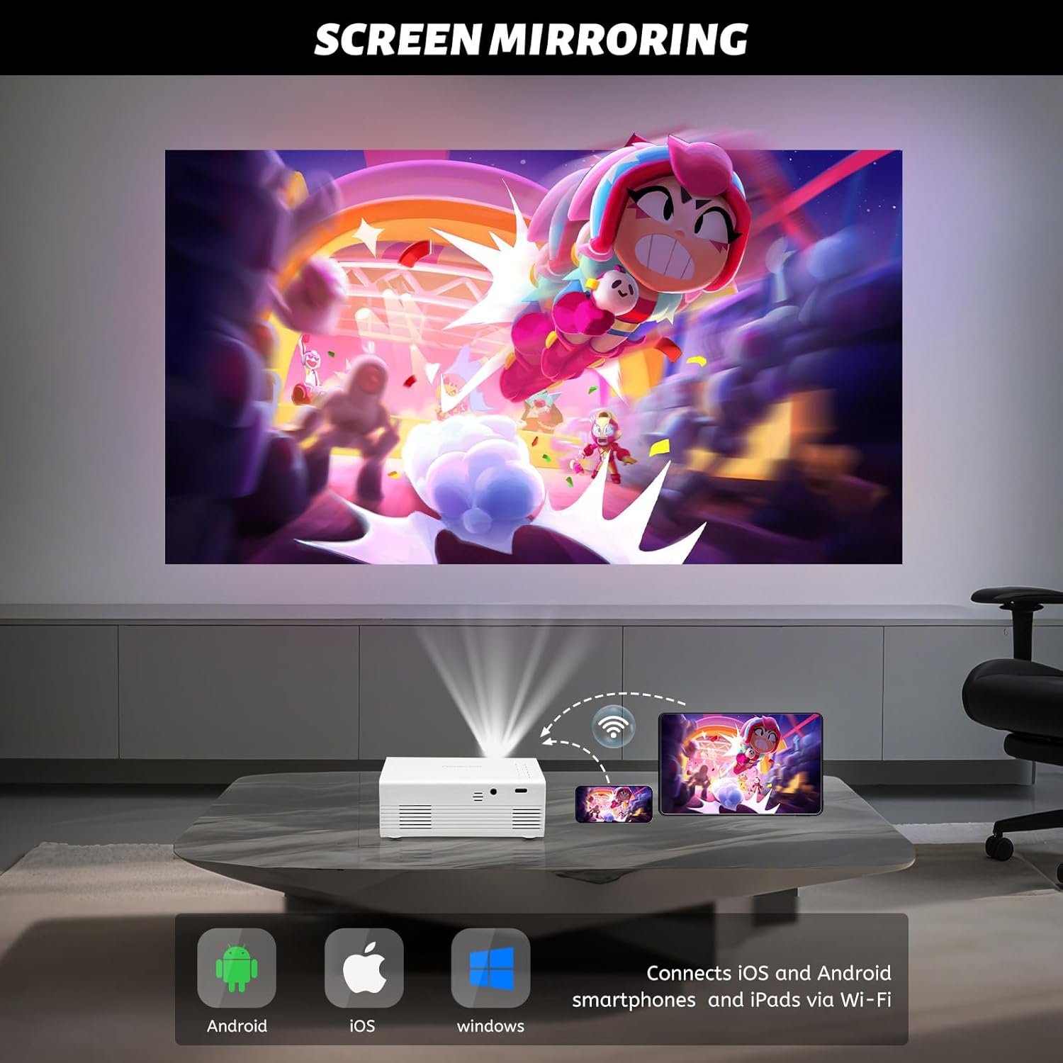 Mini Proiettore Bluetooth Full HD 1080P Portatile - immagine 2