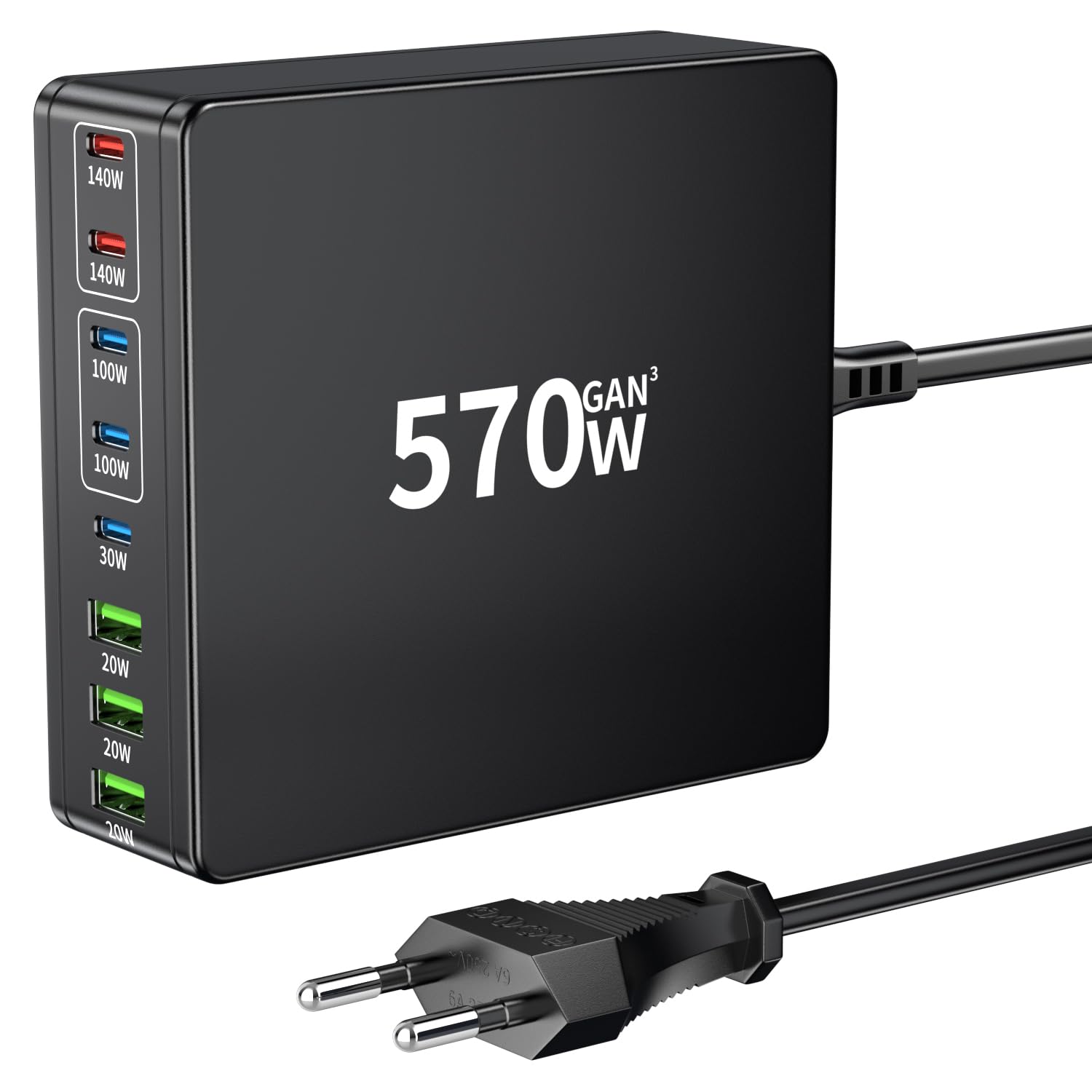 Hssns Caricatore USB C Multiplo 570W - 8 Porte