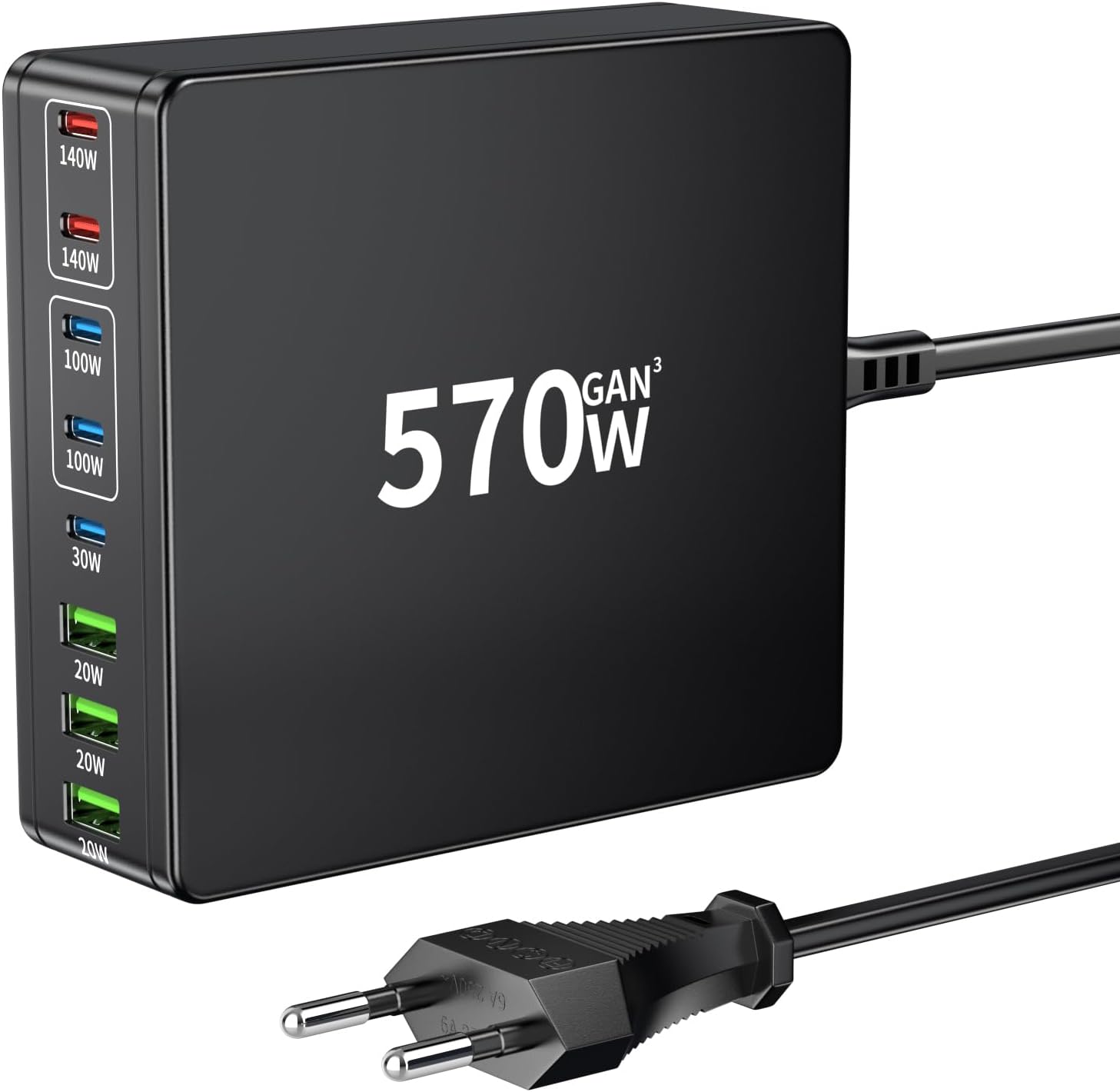 Hssns Caricatore USB C Multiplo 570W - 8 Porte - immagine 1