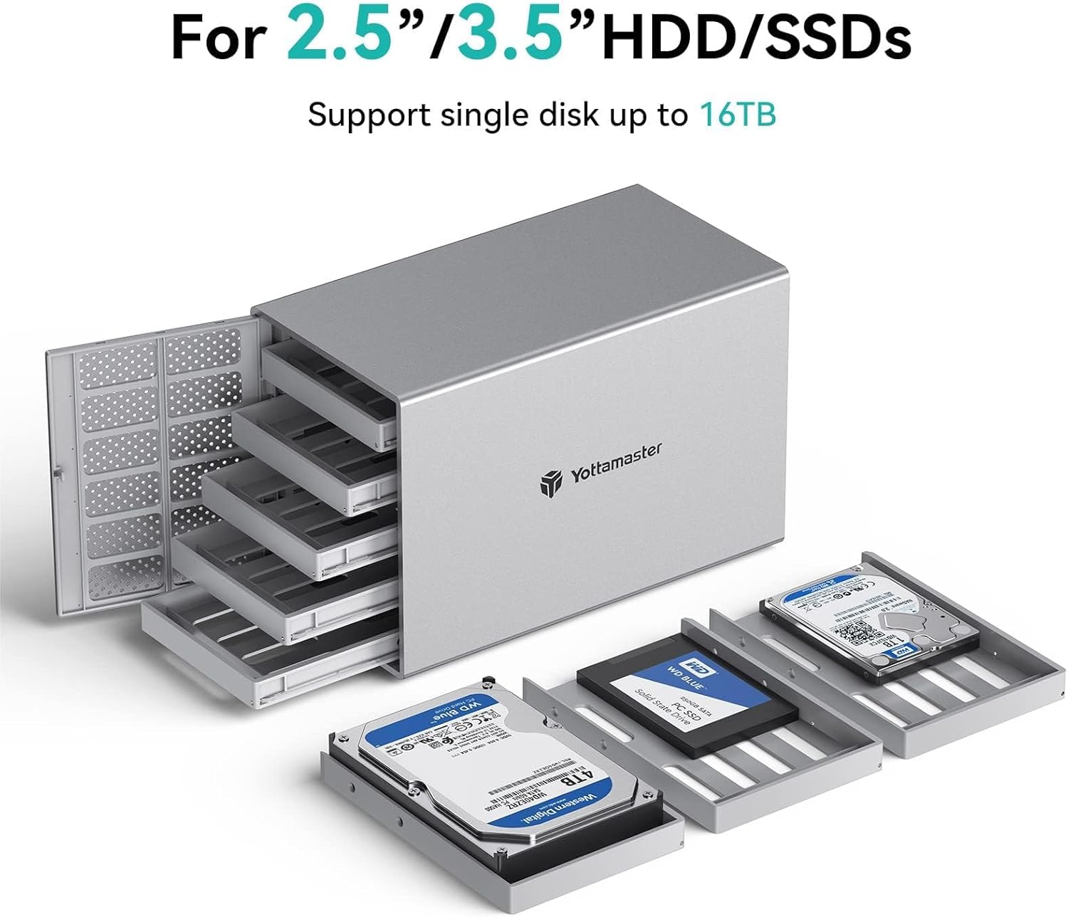 Yottamaster 5 Bay RAID Case USB C 3.1 per HDD/SSD - immagine 7