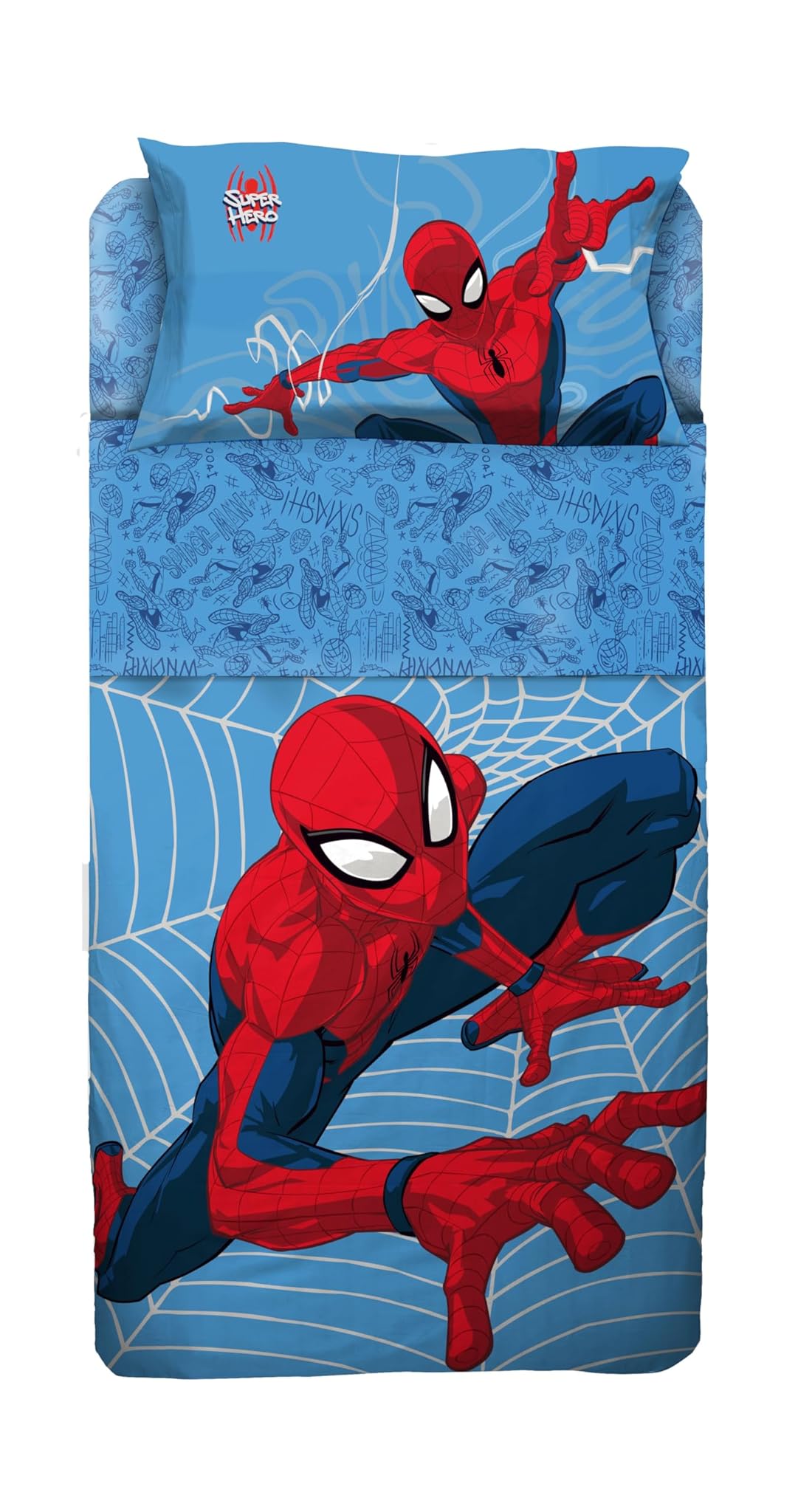 Set Lenzuolo Copriletto Singolo Spiderman 100% Cotone