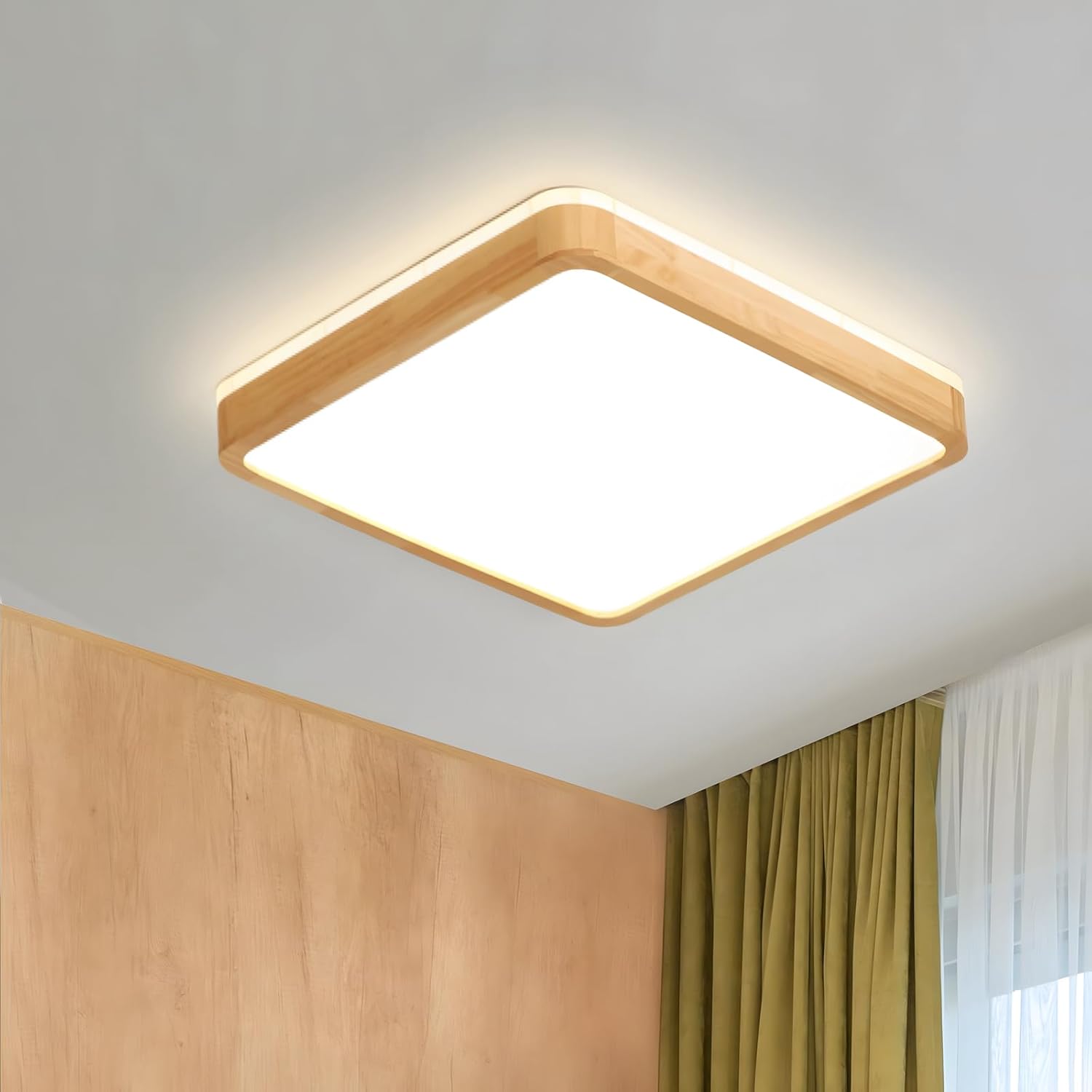 WayLuoung Plafoniera LED in Legno Ø30cm 18W