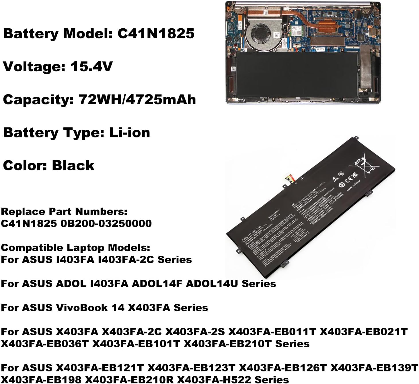 Blesys C41N1825 Batteria per ASUS VivoBook 14 - immagine 2