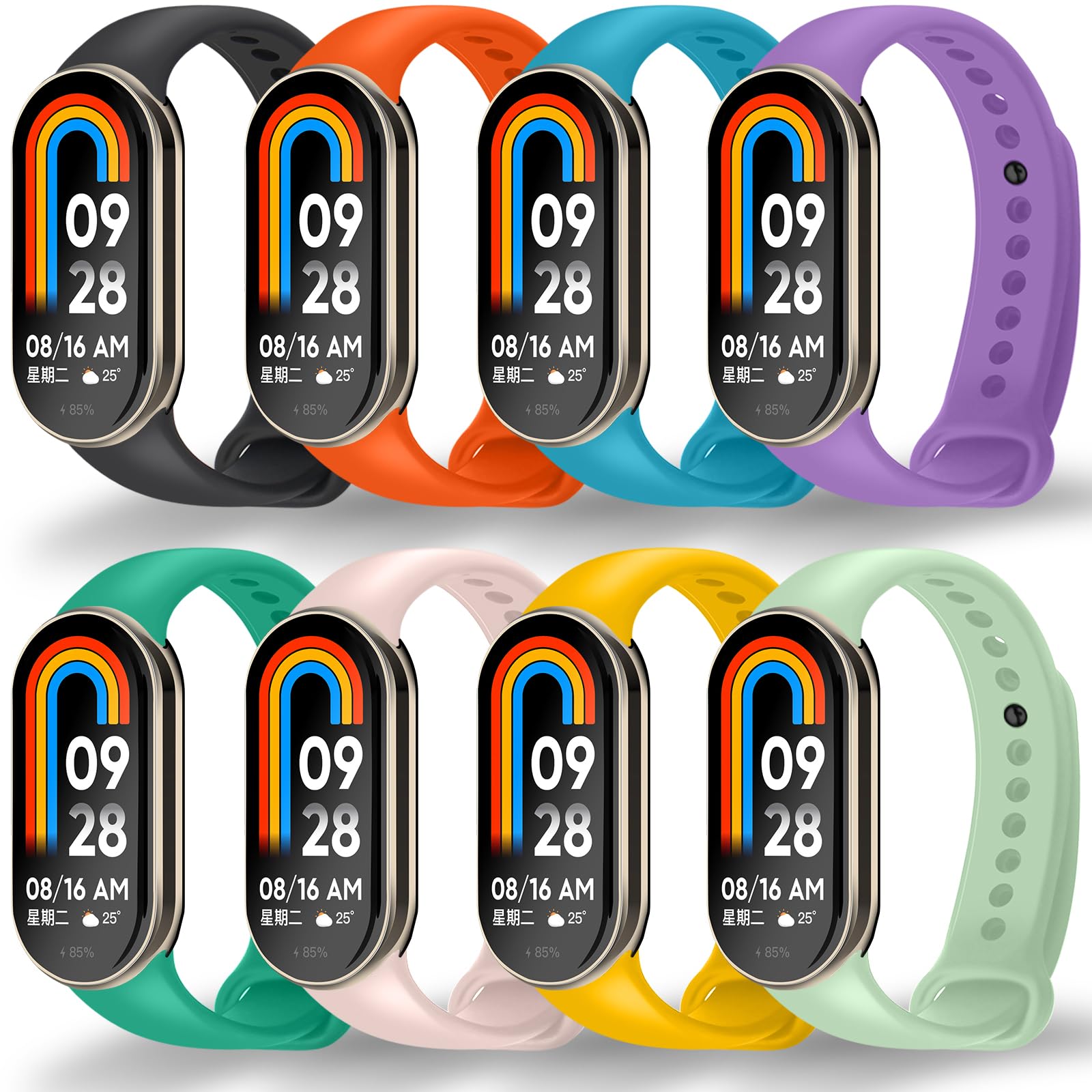 BANGTING 8 Pezzi Cinturino Compatibile Xiaomi Mi Band 8/9