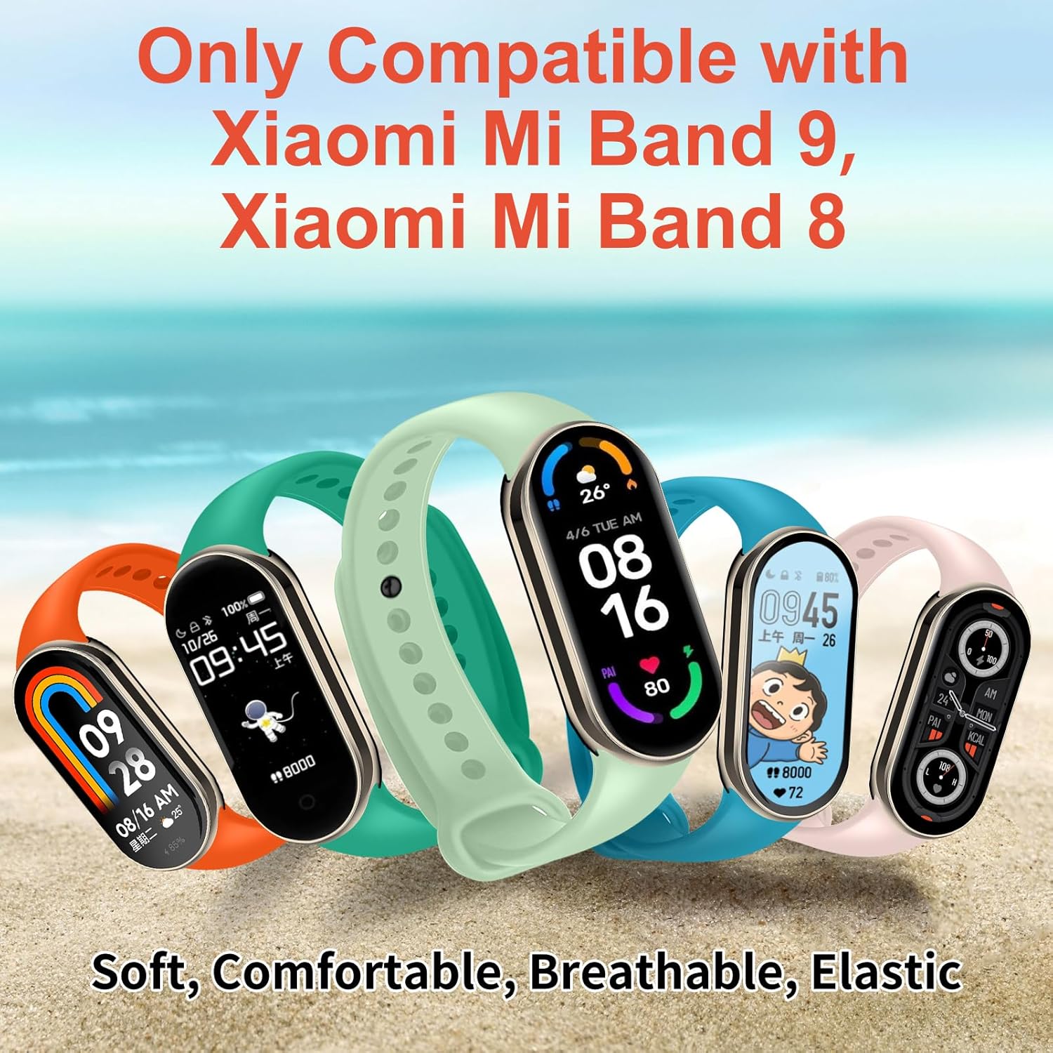 BANGTING 8 Pezzi Cinturino Compatibile Xiaomi Mi Band 8/9 - immagine 2