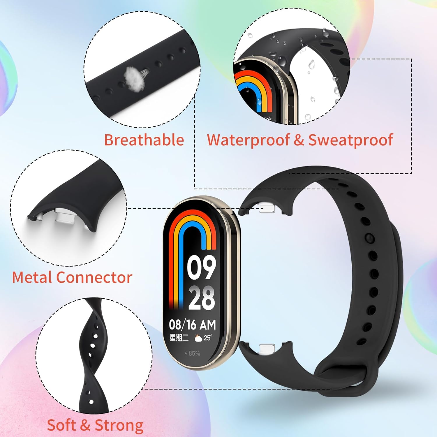 BANGTING 8 Pezzi Cinturino Compatibile Xiaomi Mi Band 8/9 - immagine 3