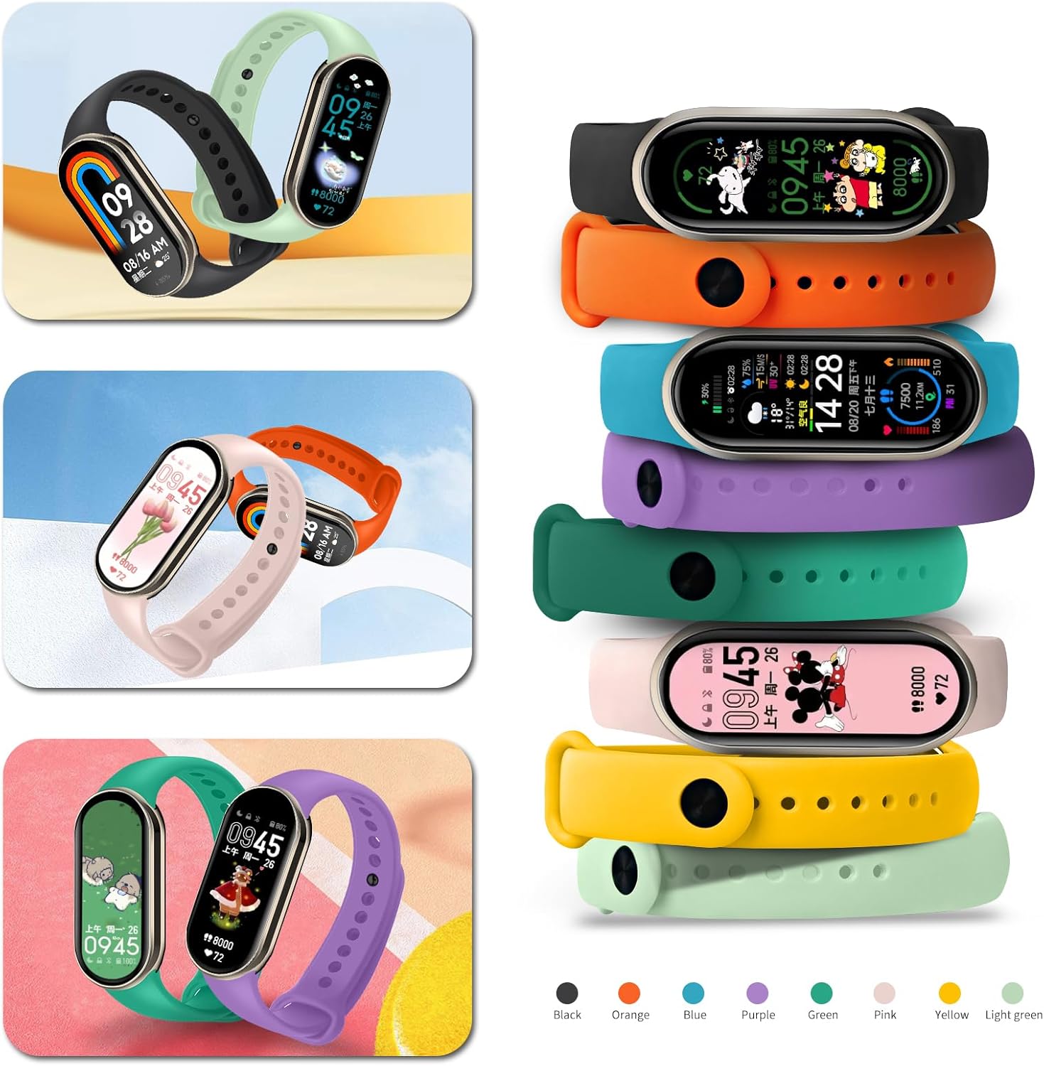 BANGTING 8 Pezzi Cinturino Compatibile Xiaomi Mi Band 8/9 - immagine 4