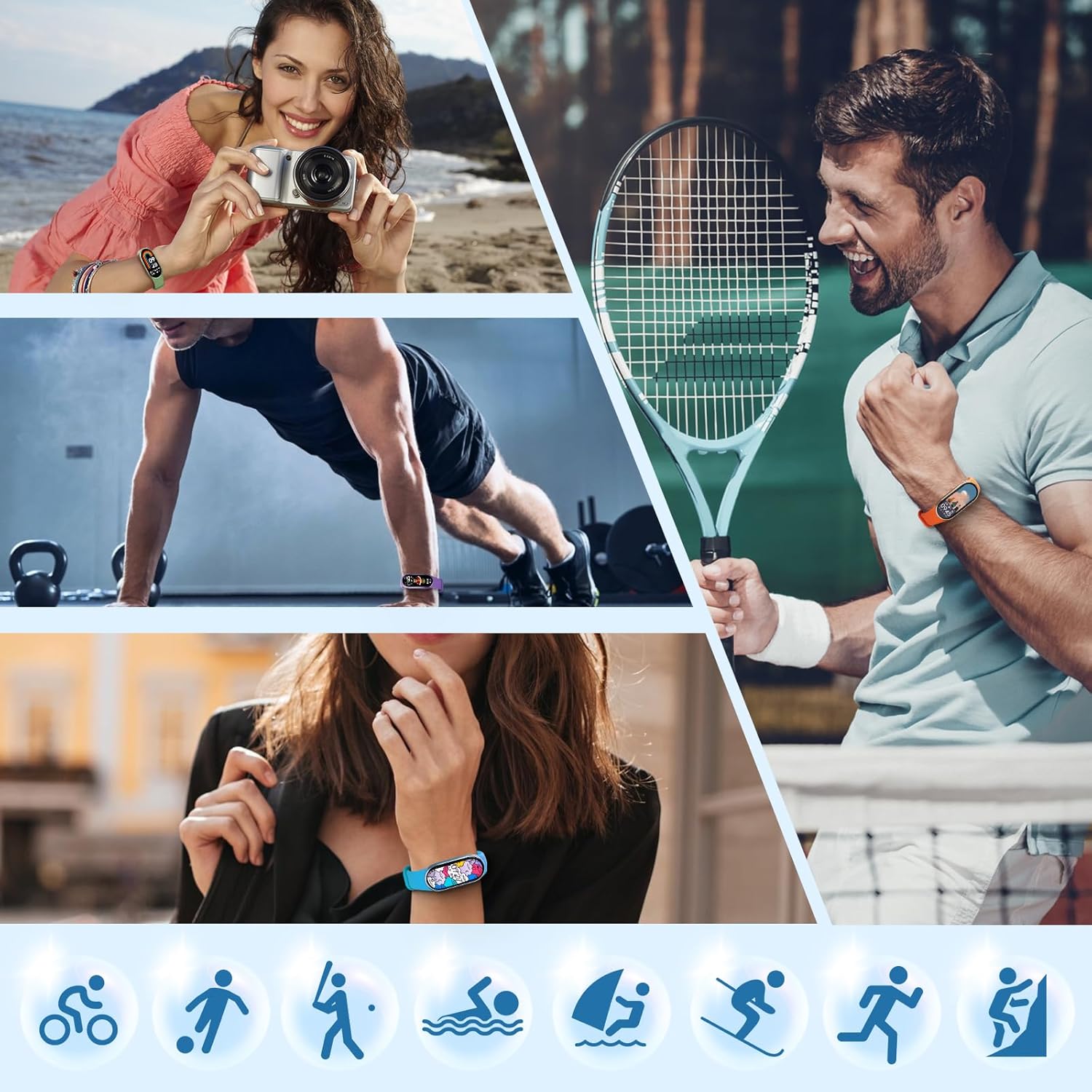 BANGTING 8 Pezzi Cinturino Compatibile Xiaomi Mi Band 8/9 - immagine 5