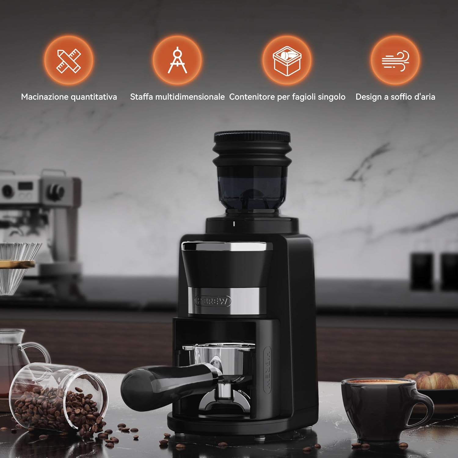 Hibrew Macinacaffè Elettrico Conico 200W - immagine 6