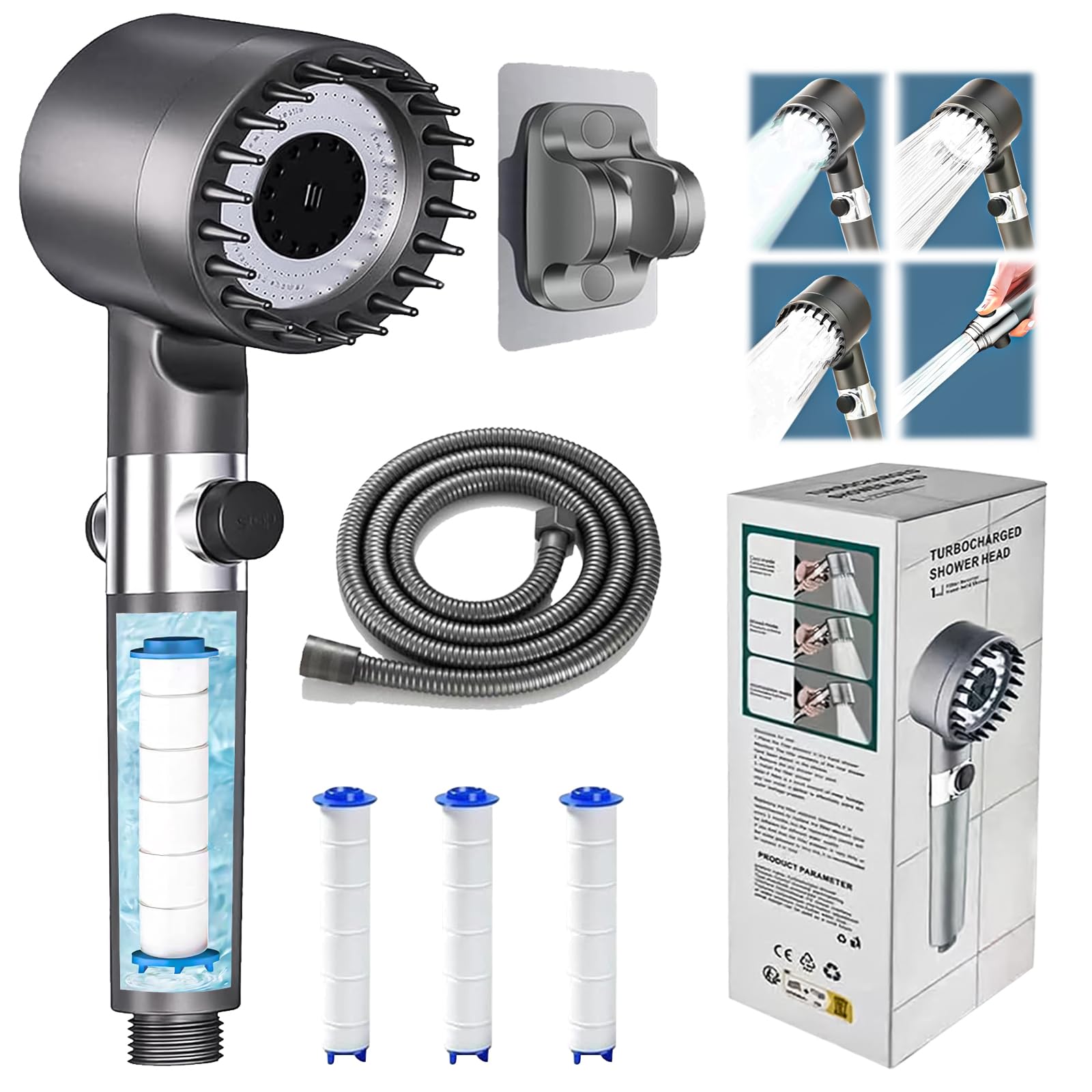 Soffione Doccia Alta Pressione 3+1 Modalità