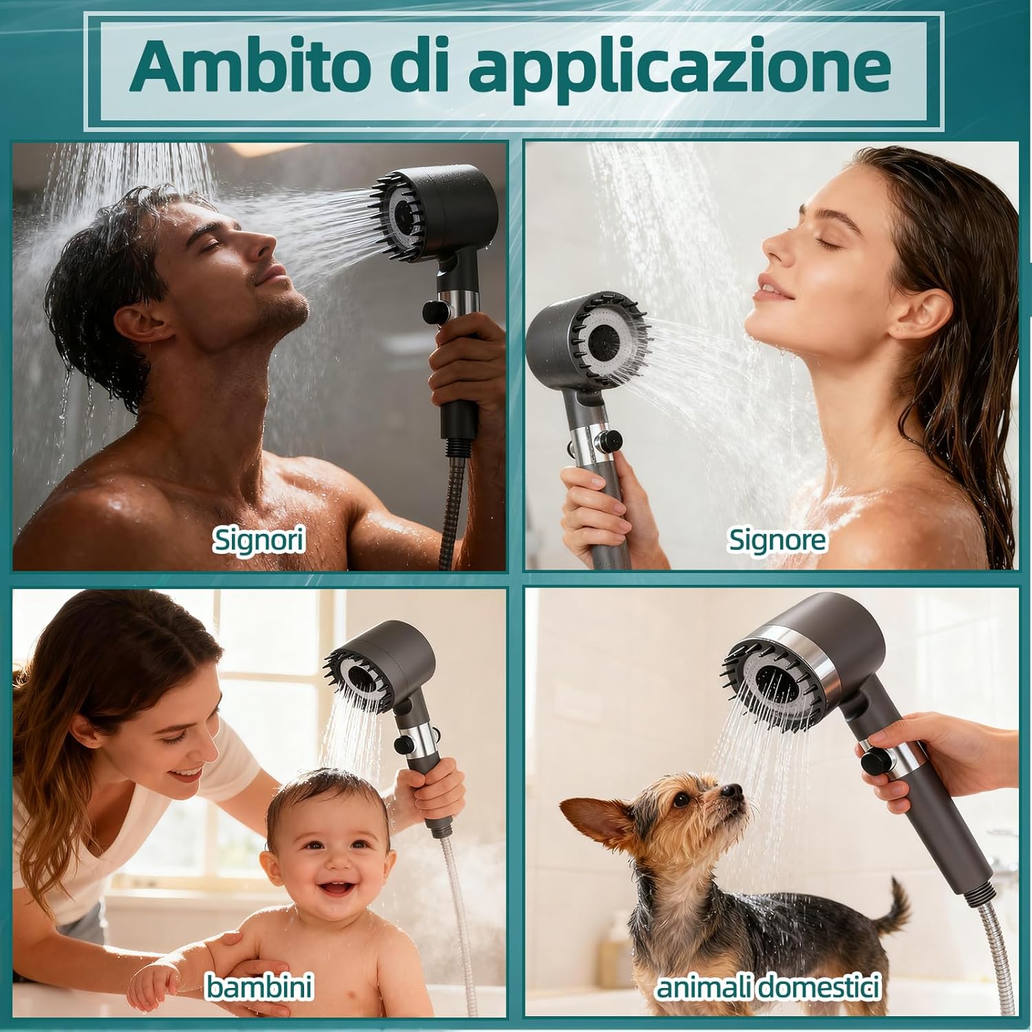 Soffione Doccia Alta Pressione 3+1 Modalità - immagine 6