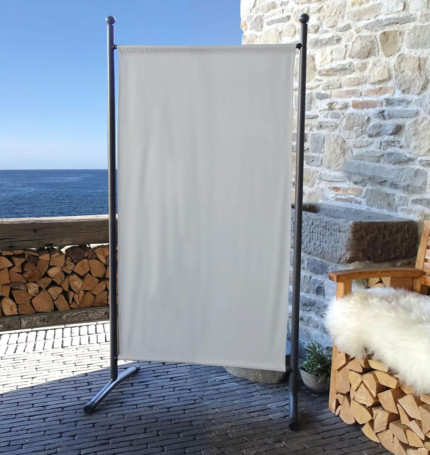 Quick Star Paravento da Giardino 180x78cm, Bianco - immagine 2