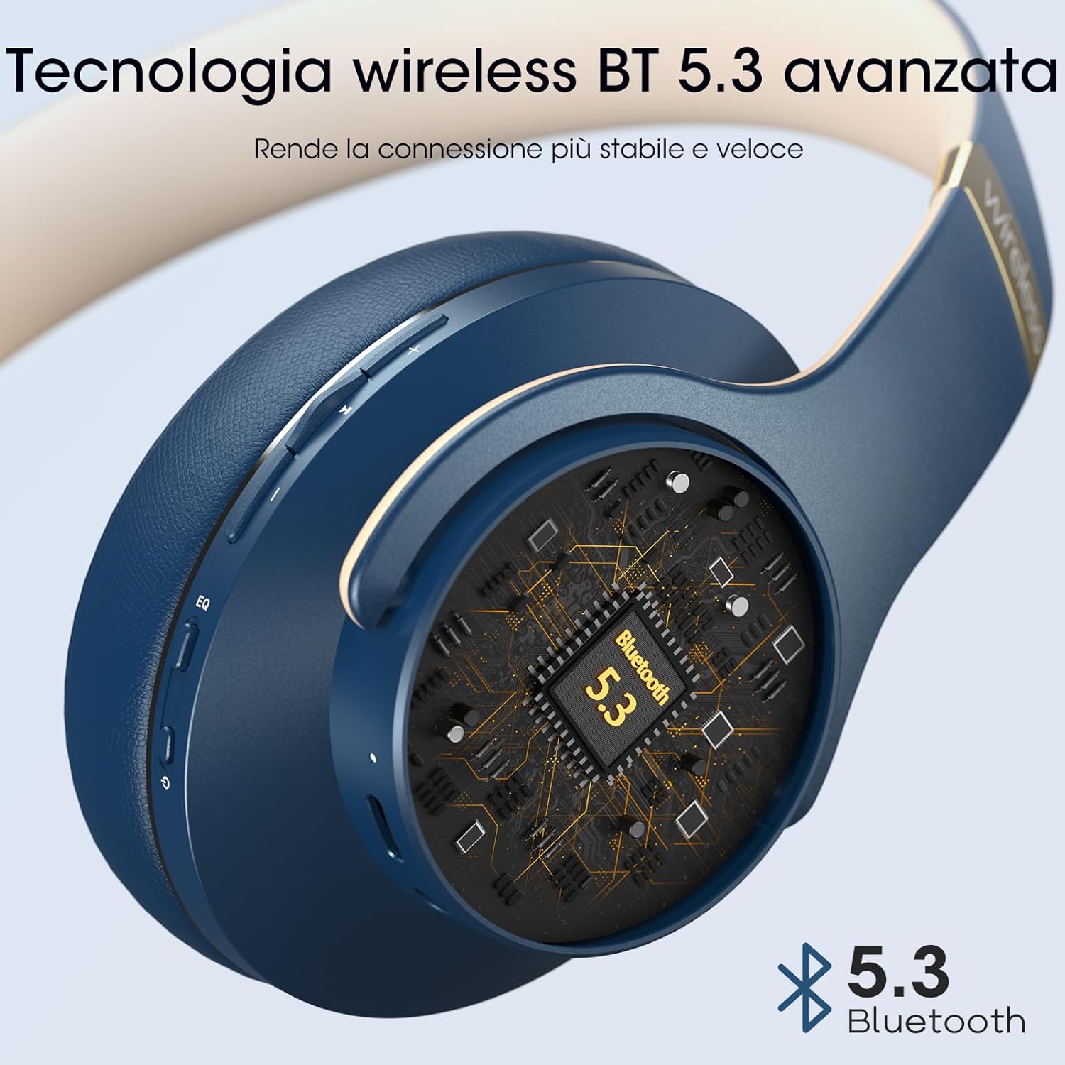 Doqaus Cuffie Bluetooth Over Ear 90h, Navy Blu - immagine 3