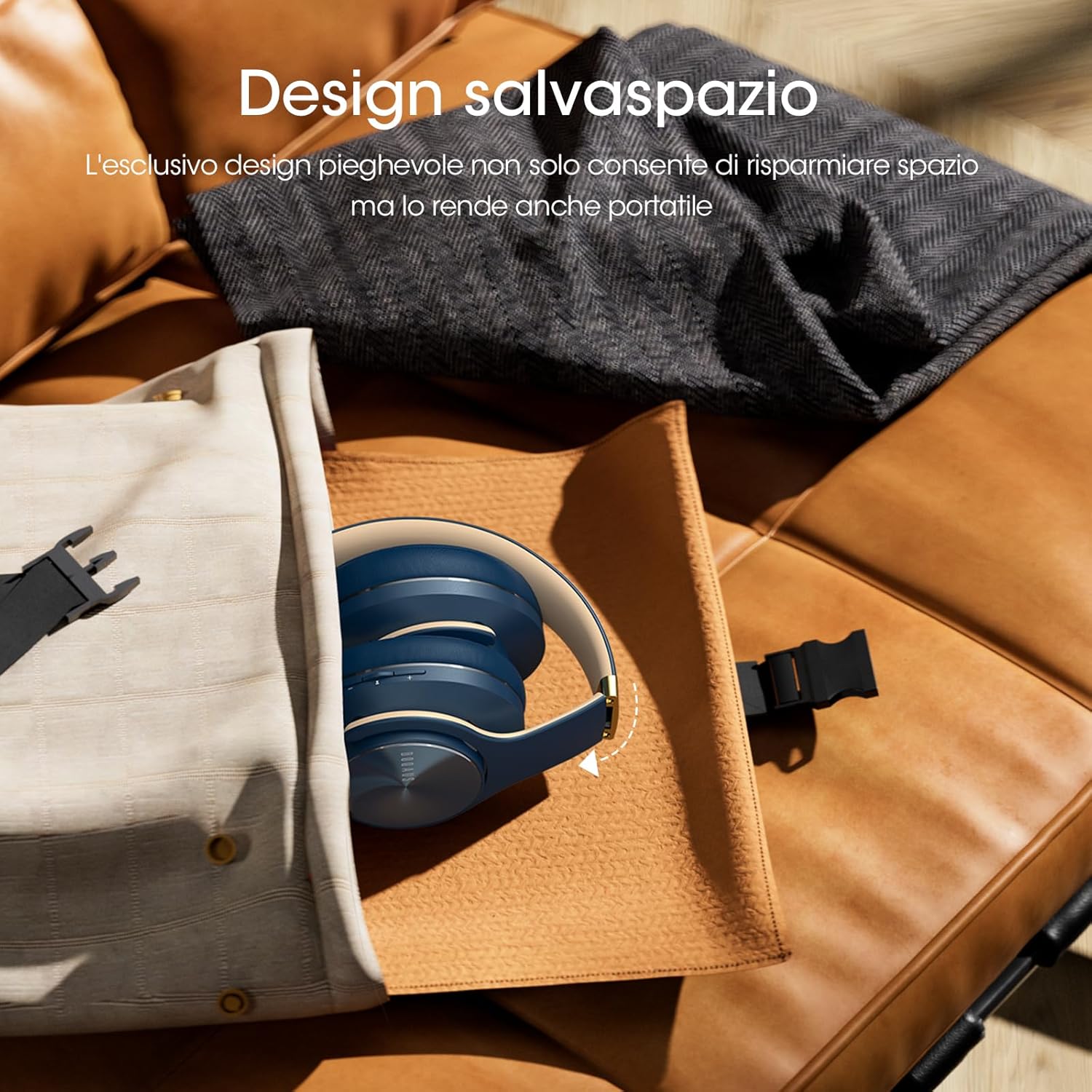 Doqaus Cuffie Bluetooth Over Ear 90h, Navy Blu - immagine 5