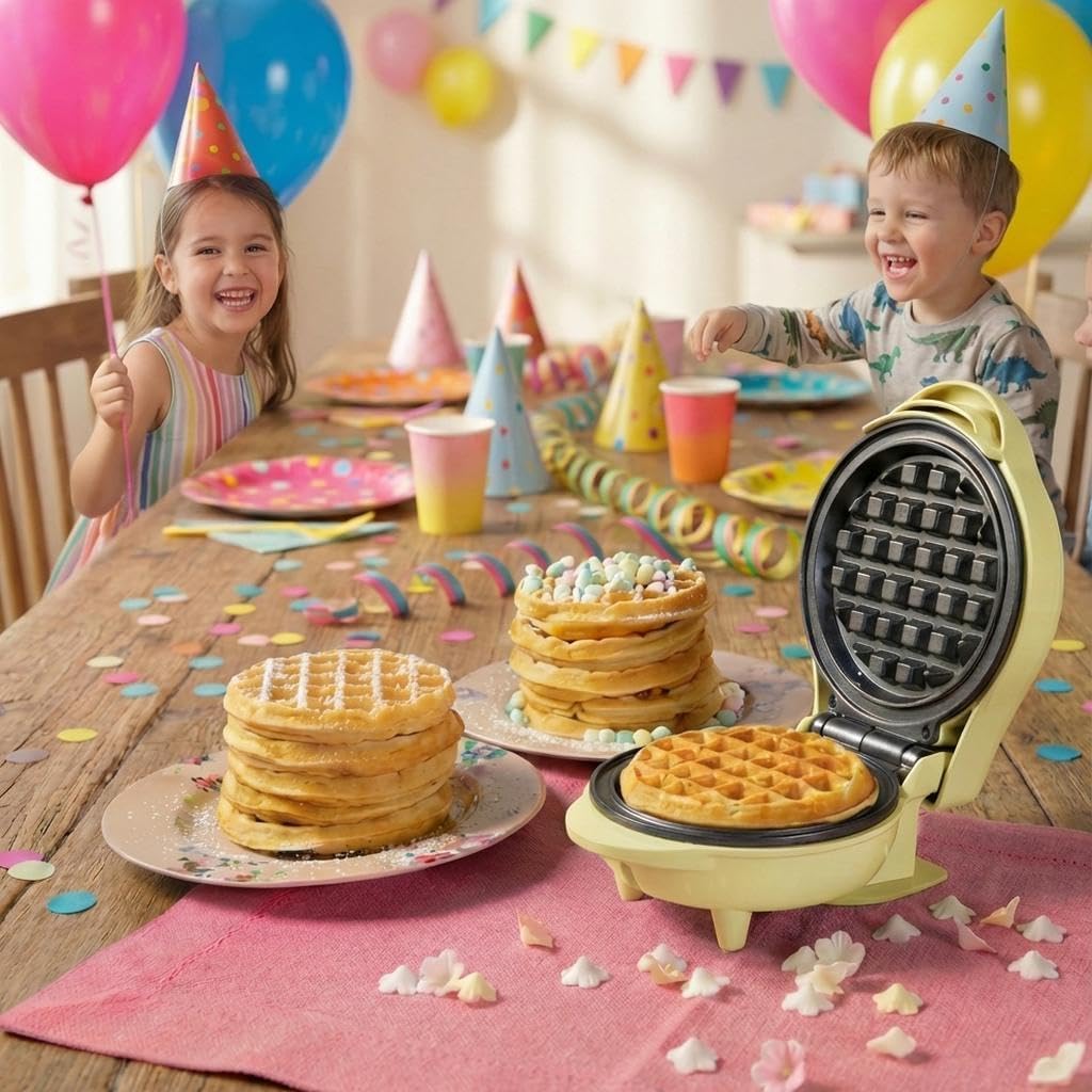 Bestron Waffle Maker Mini Ø10 cm 550W, Giallo - immagine 3