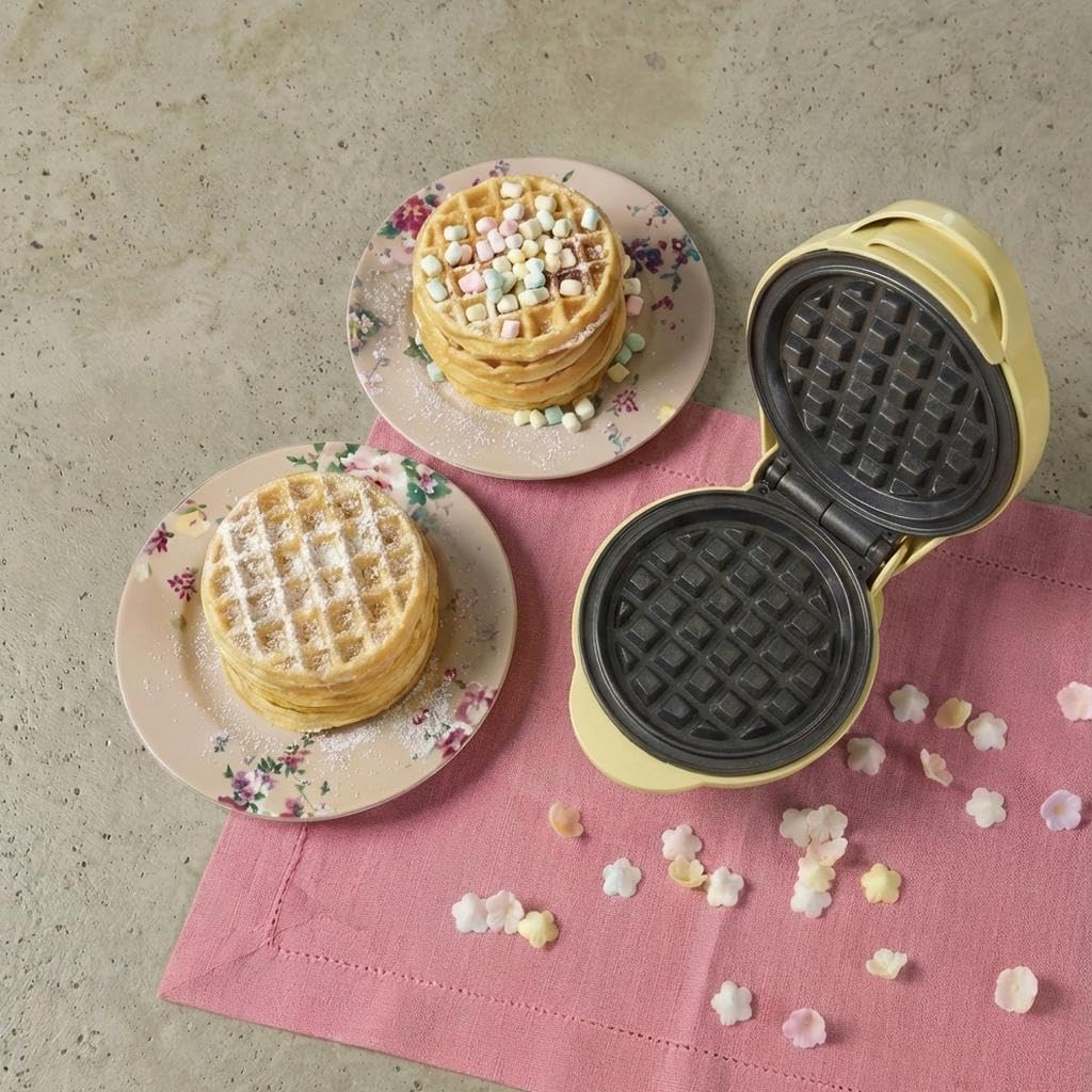 Bestron Waffle Maker Mini Ø10 cm 550W, Giallo - immagine 5
